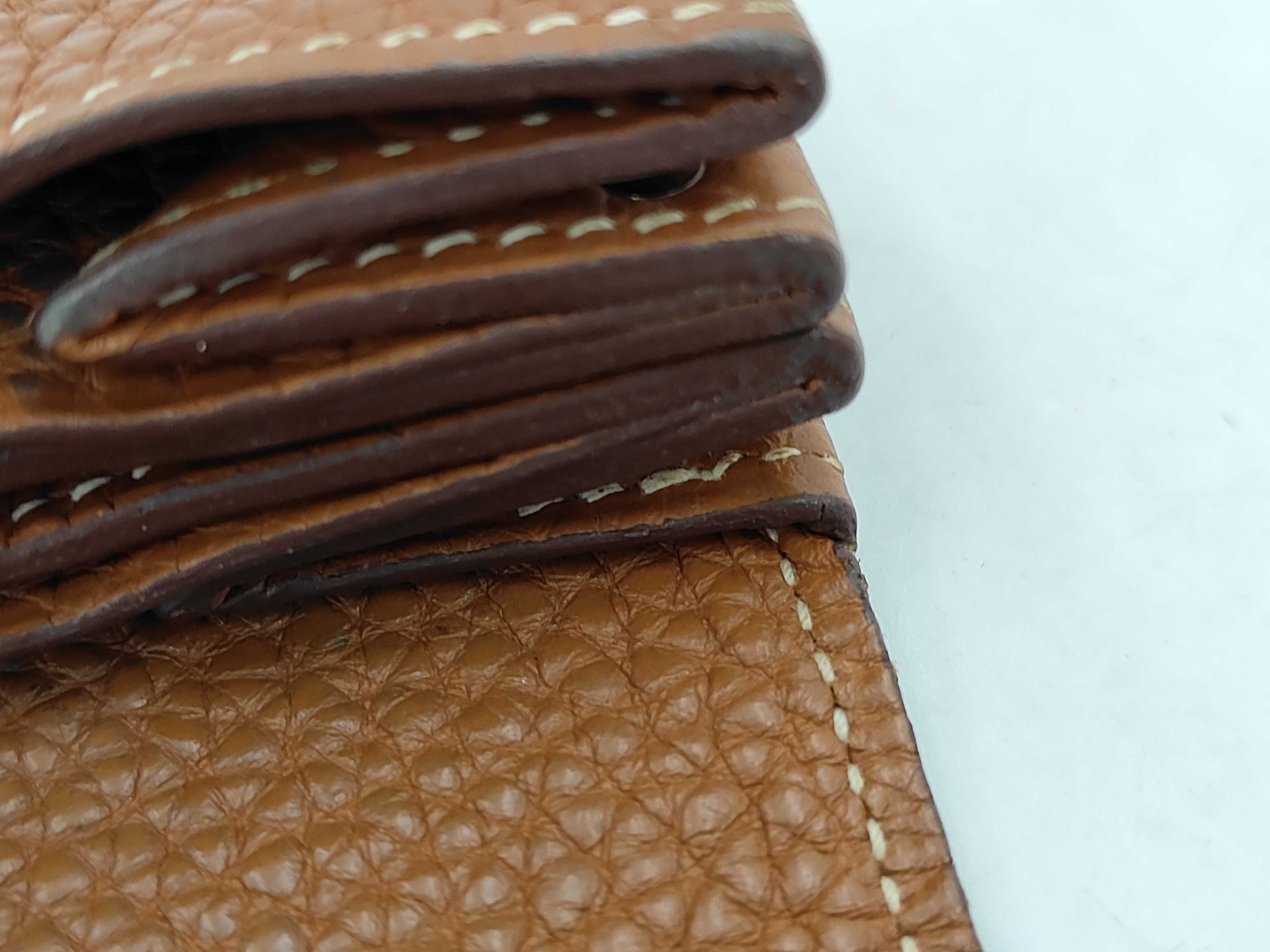 Le Vingt-Quatre Togo Leather Coin Case, Brown, Silver Hardware, K — view 6