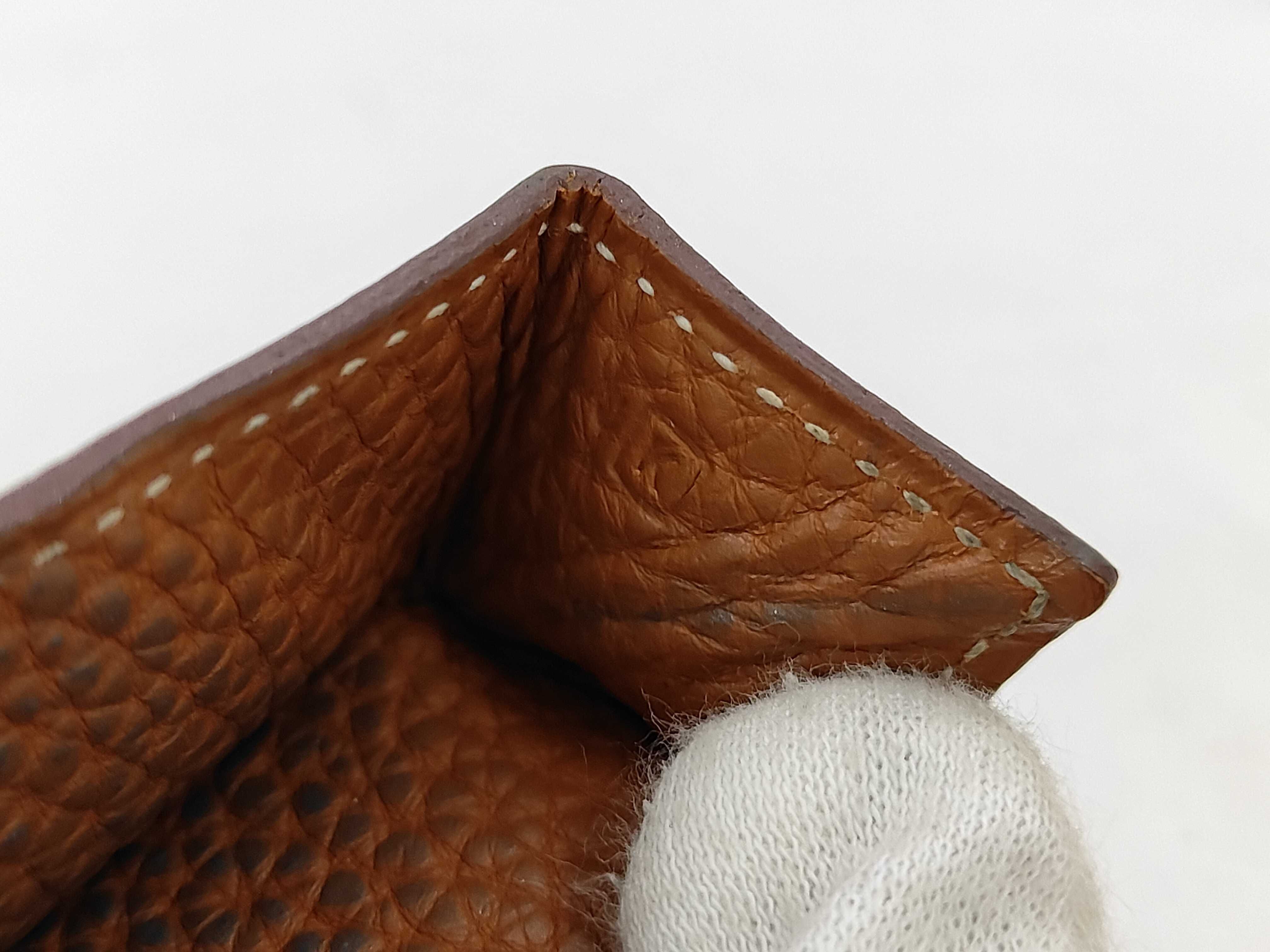 Le Vingt-Quatre Togo Leather Coin Case, Brown, Silver Hardware, K — view 8