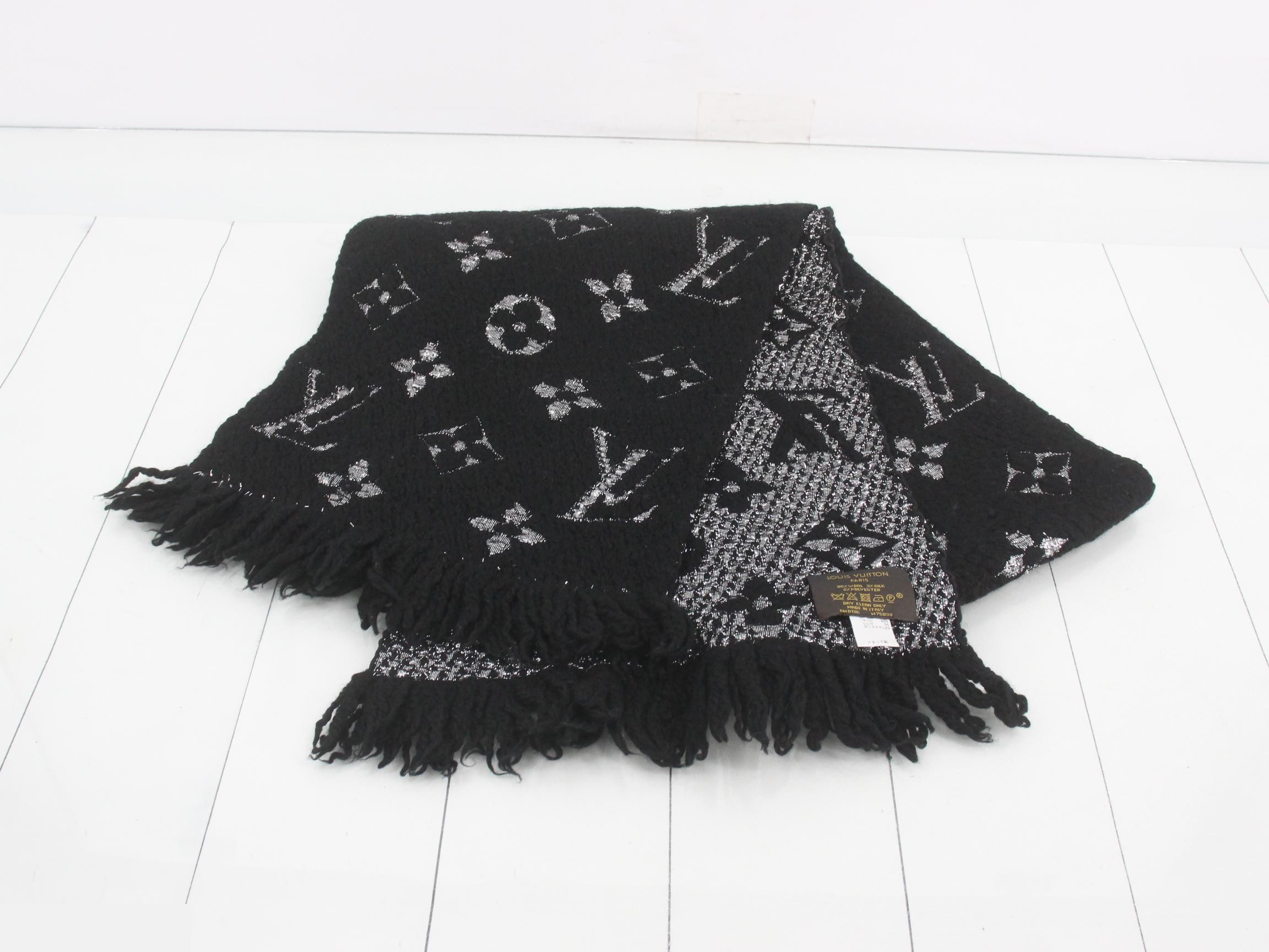 Logo Mania Long Scarf, Domestic Tag Included, Black x Silver — view 2