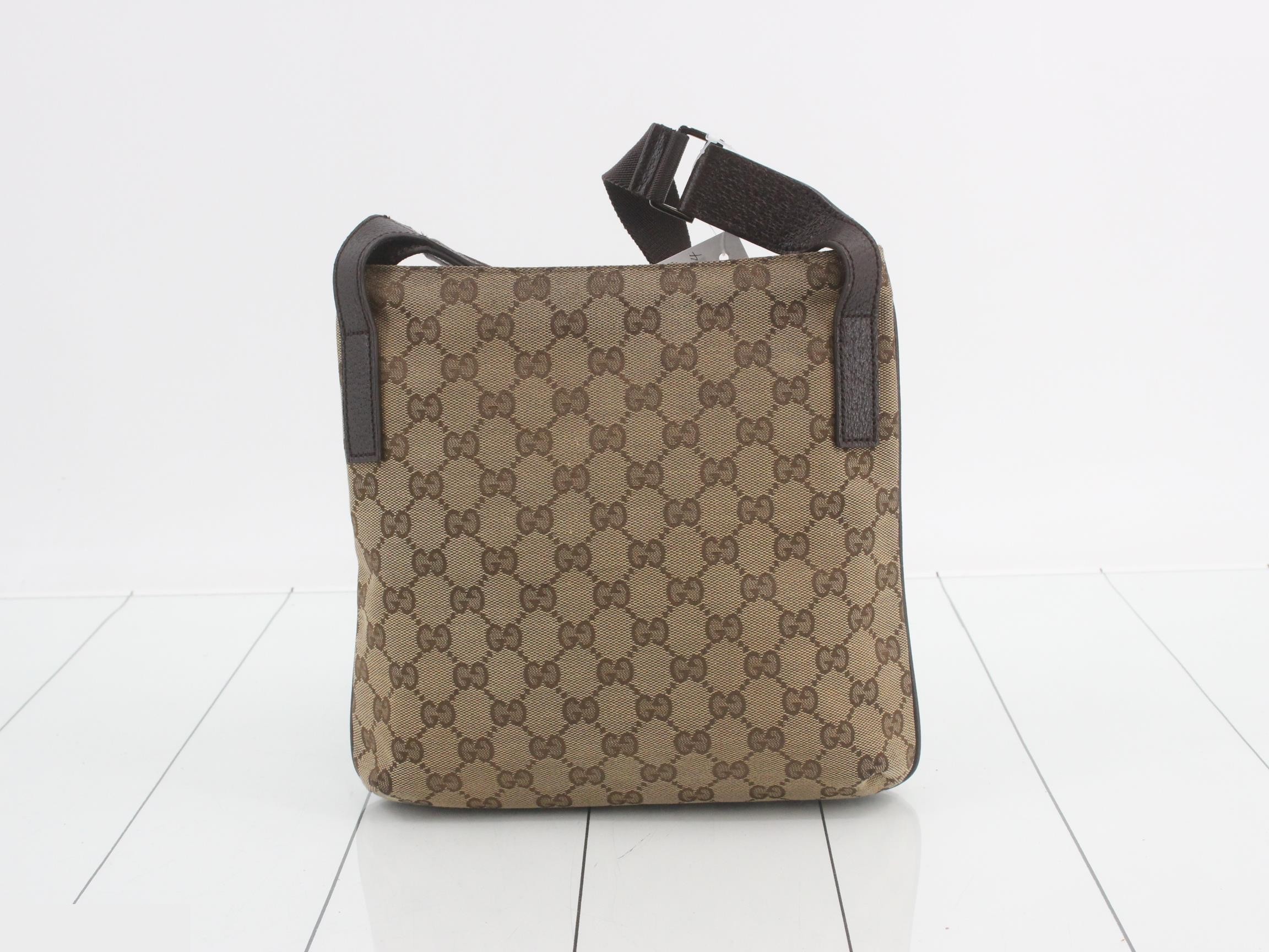 Canvas x Leather Shoulder Bag, Brown, Silver Hardware — view 2