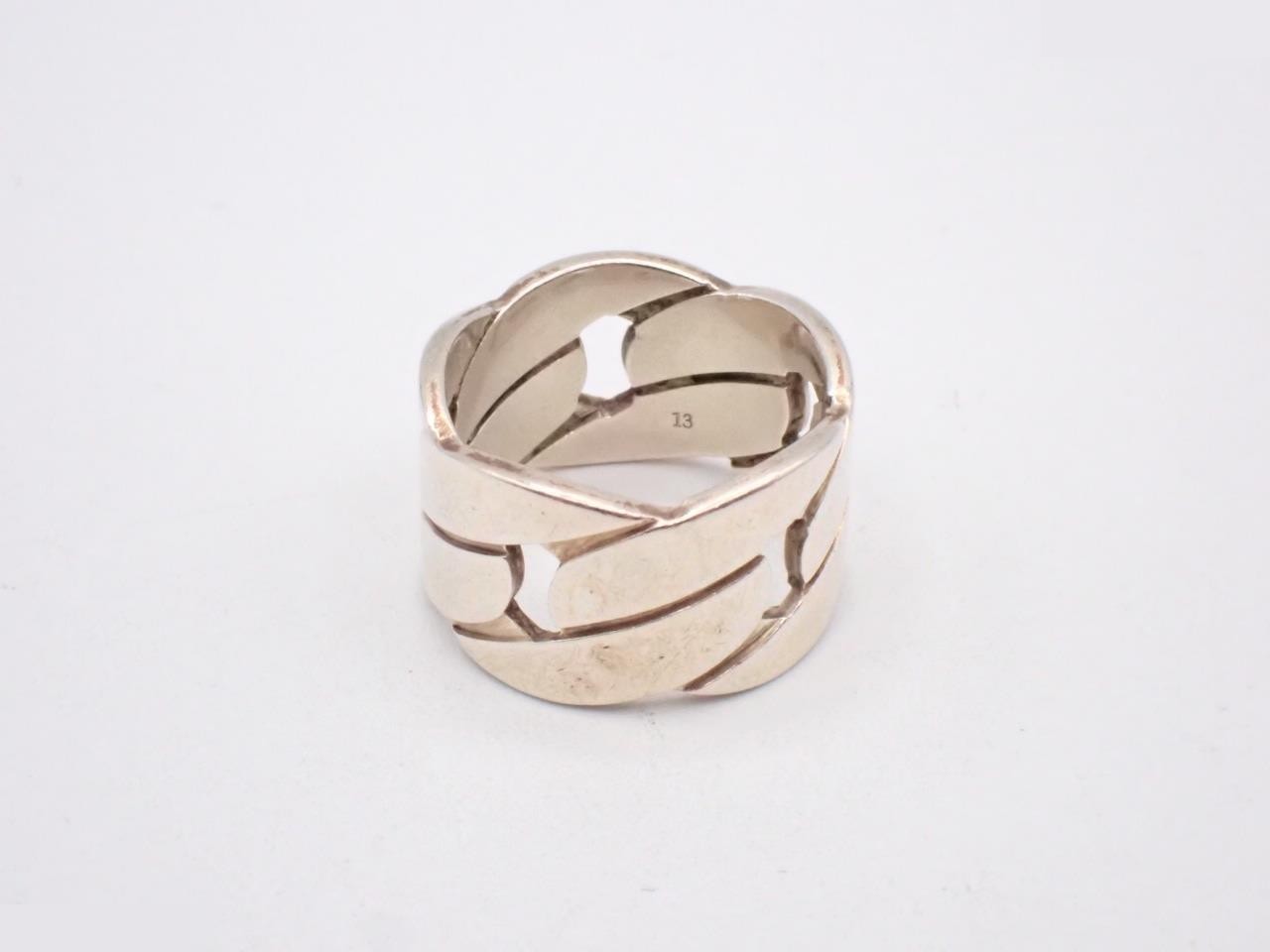G-chain motif wide ring, 925 sterling silver, 8.2g, size #13 — view 2