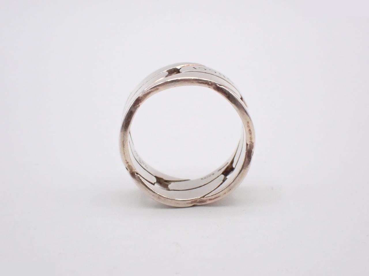 G-chain motif wide ring, 925 sterling silver, 8.2g, size #13 — view 3