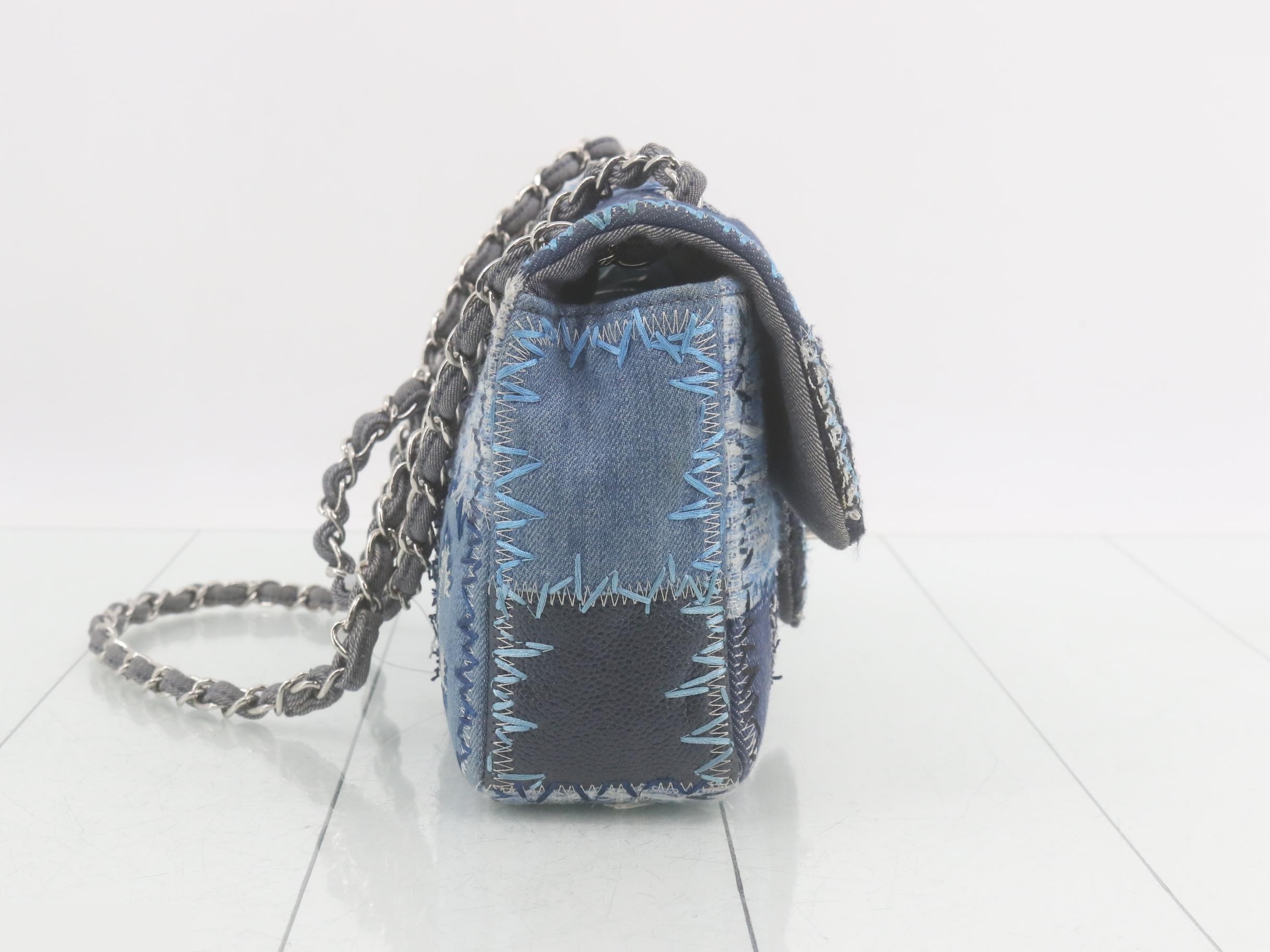 Denim patchwork matelassé shoulder bag — view 4