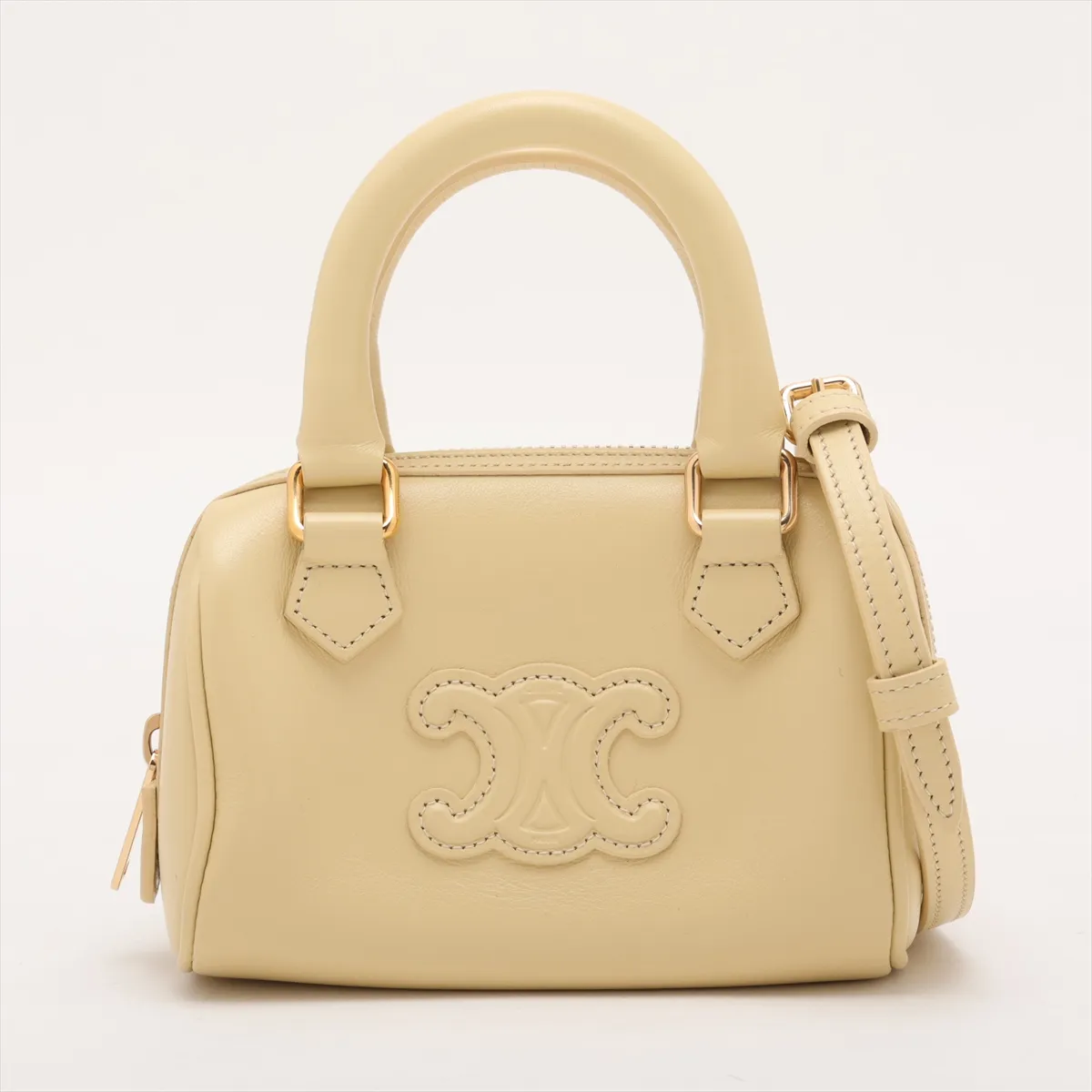 Triomphe Leather 2-Way Handbag, Yellow