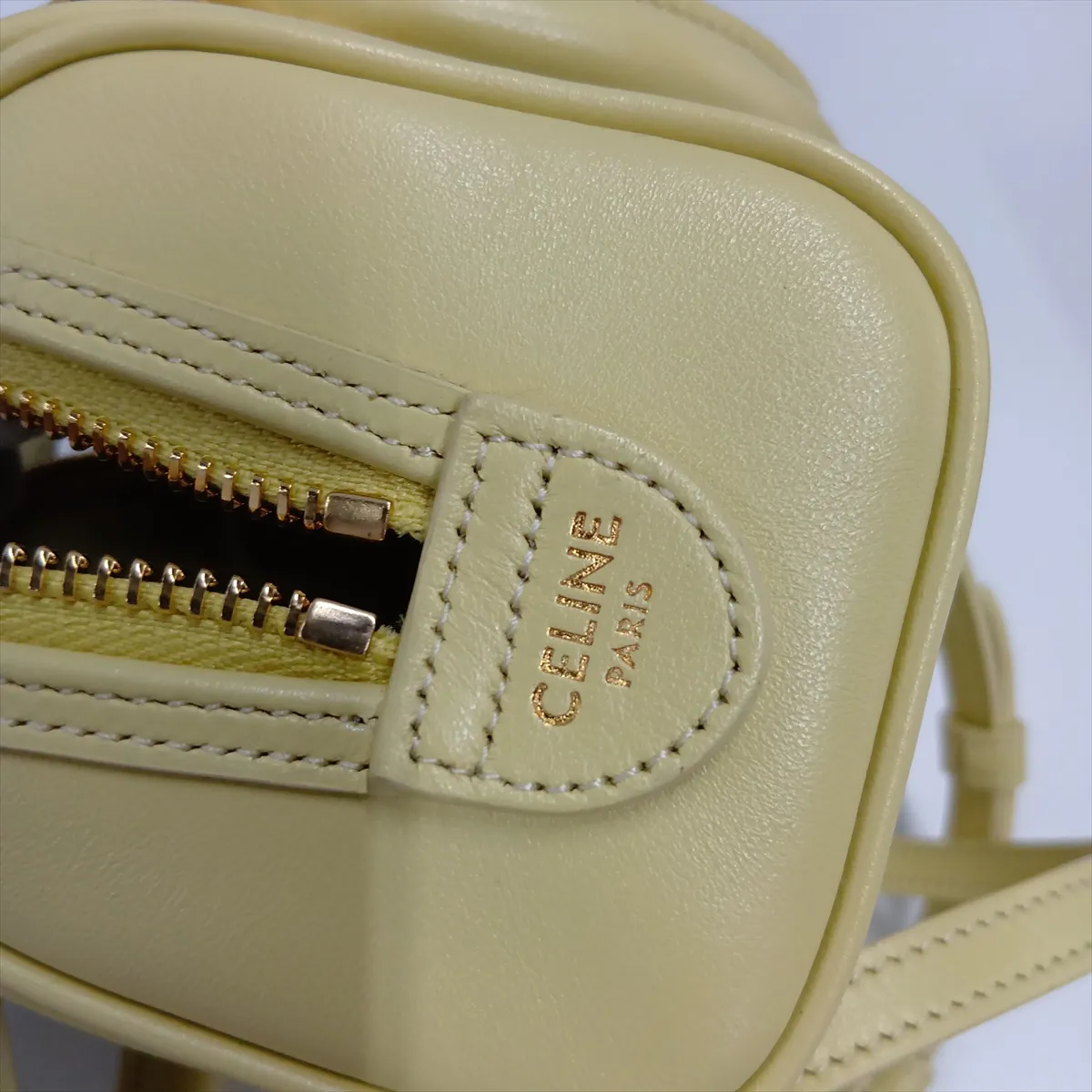 Triomphe Leather 2-Way Handbag, Yellow — view 14