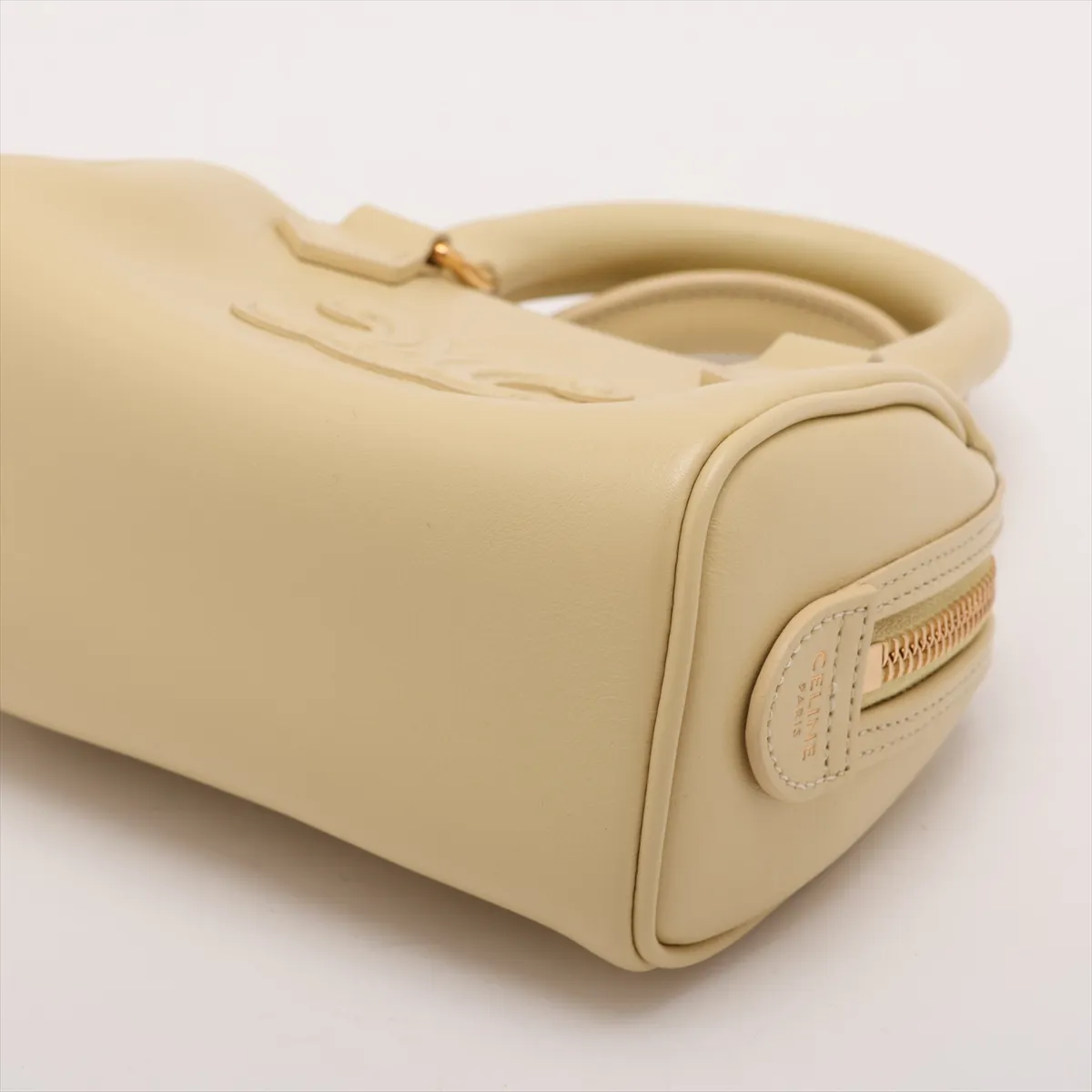 Triomphe Leather 2-Way Handbag, Yellow — view 3