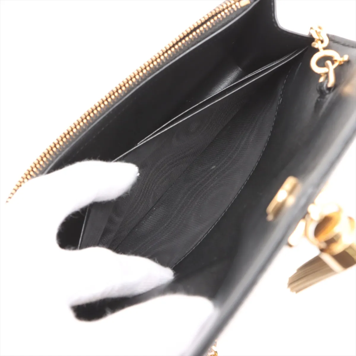 Kate Leather Chain Wallet Black 452159 — view 8