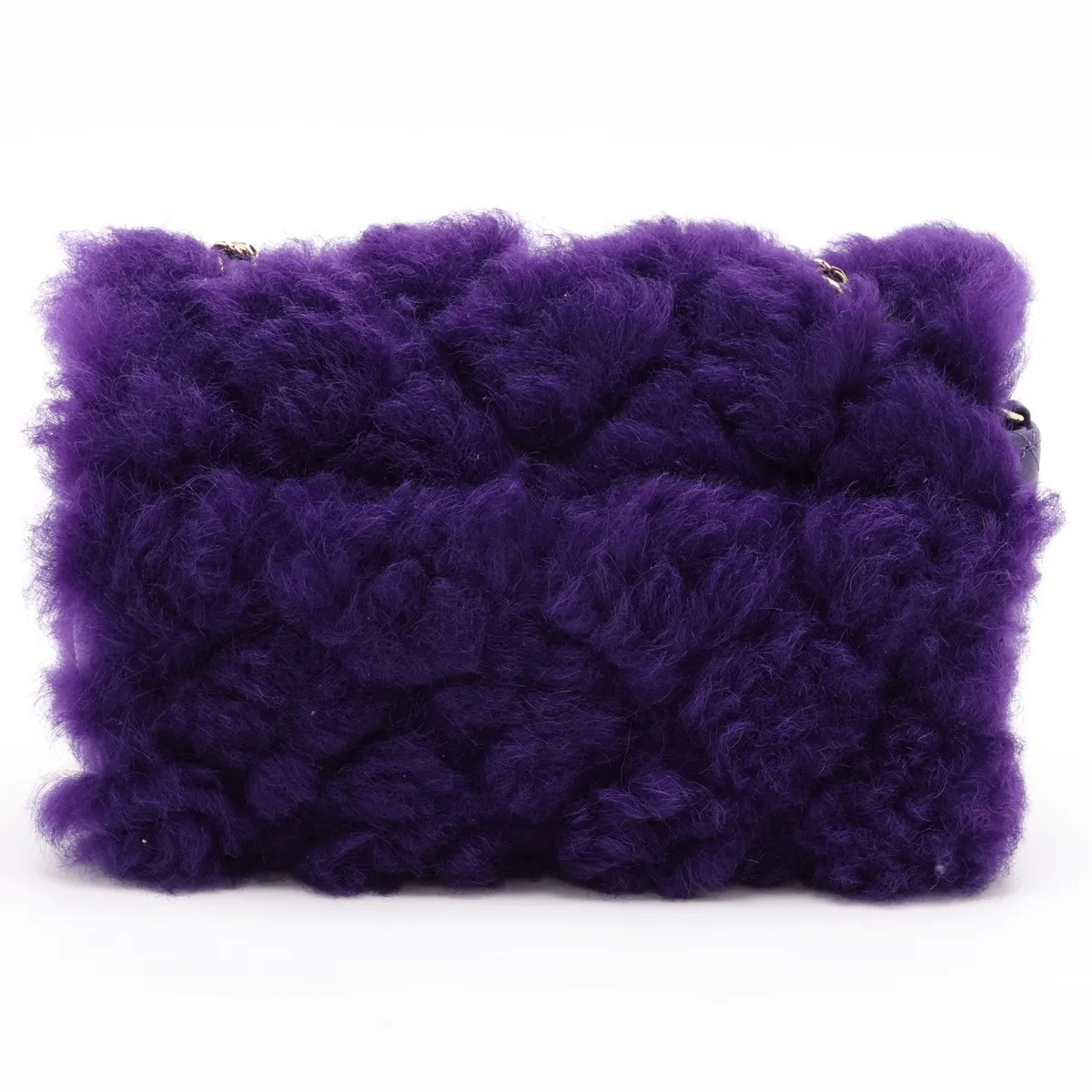 Mini Matelassé 20 Fur x Lambskin Single Flap Single Chain Bag, Purple, Gold Hardware, 28914878, Serial Number 28-series, A69900 — view 2