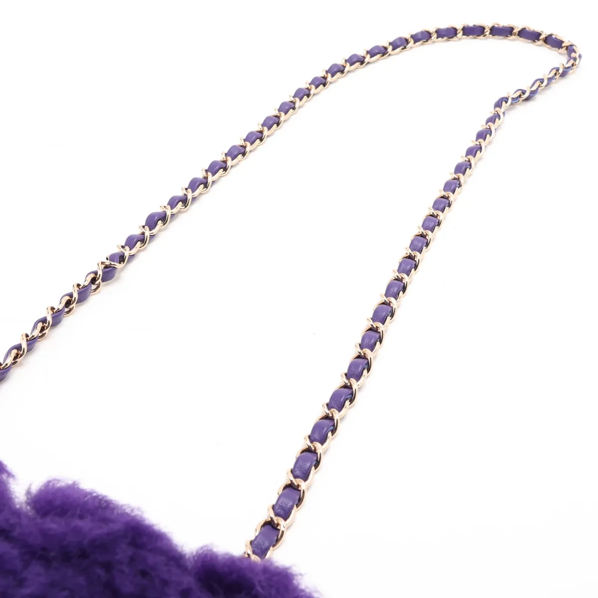 Mini Matelassé 20 Fur x Lambskin Single Flap Single Chain Bag, Purple, Gold Hardware, 28914878, Serial Number 28-series, A69900 — view 5