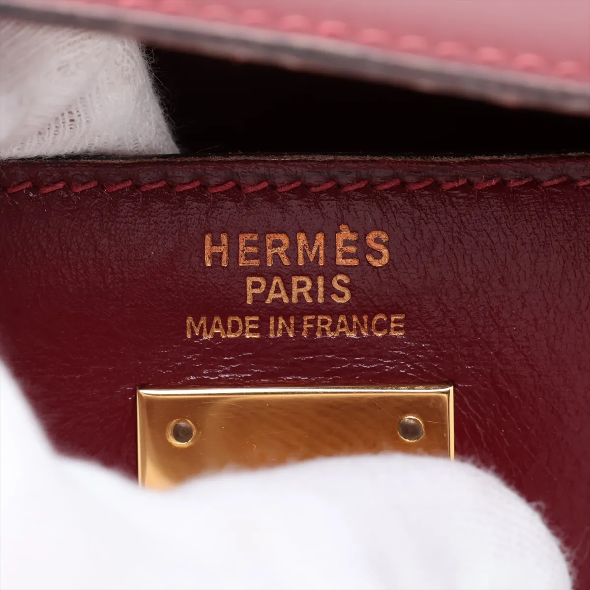 [Individually packaged] Hermes Kelly 32 Sellier Box Calf Rouge H Gold Hardware S: 1989 — view 11
