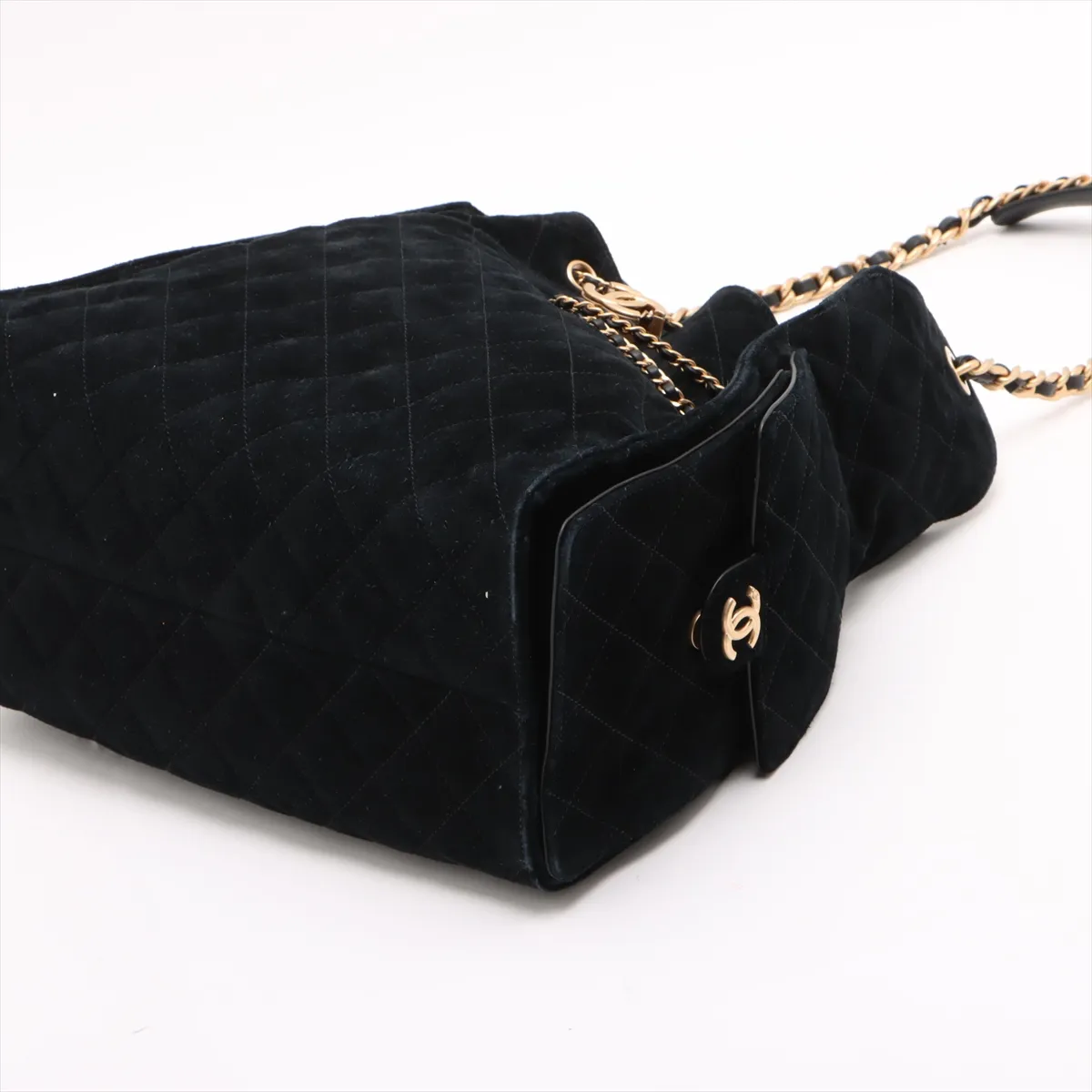 [Individually wrapped] Chanel 25 Medium Suede x Leather Chain Shoulder Bag Black Gold Hardware GT7EG0NJ Random Plate — view 3