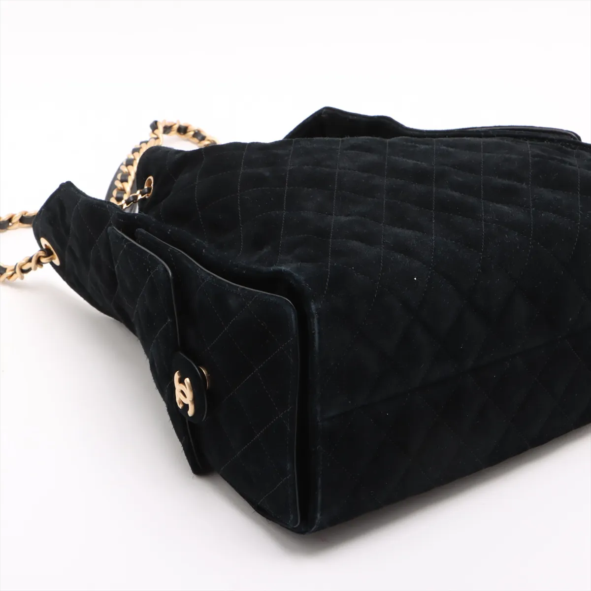 [Individually wrapped] Chanel 25 Medium Suede x Leather Chain Shoulder Bag Black Gold Hardware GT7EG0NJ Random Plate — view 4