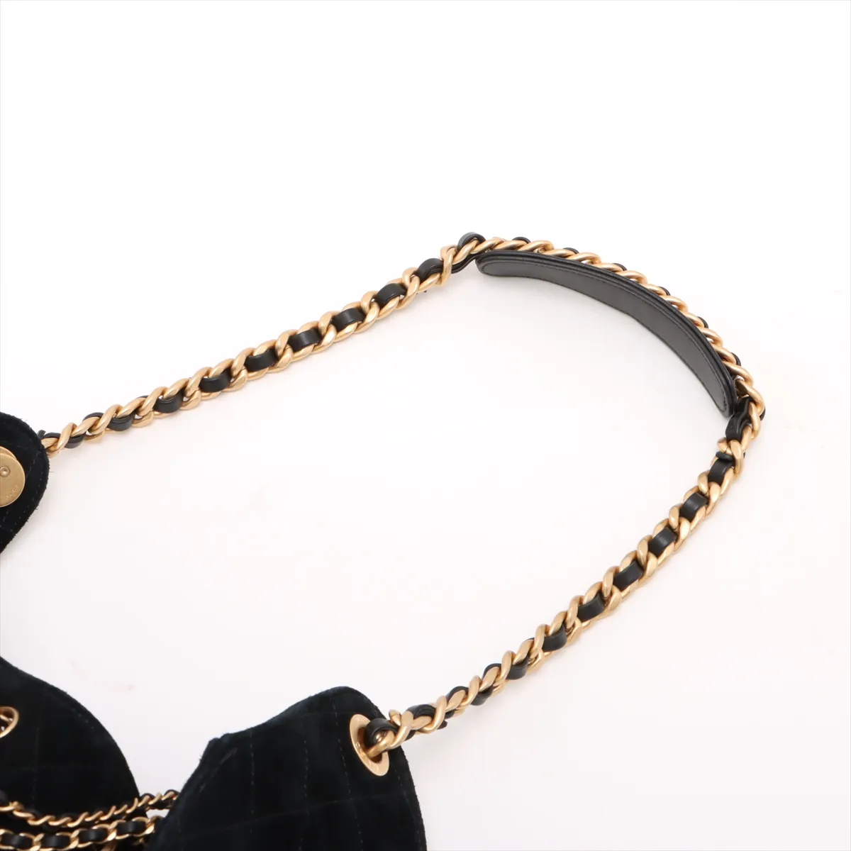 [Individually wrapped] Chanel 25 Medium Suede x Leather Chain Shoulder Bag Black Gold Hardware GT7EG0NJ Random Plate — view 5