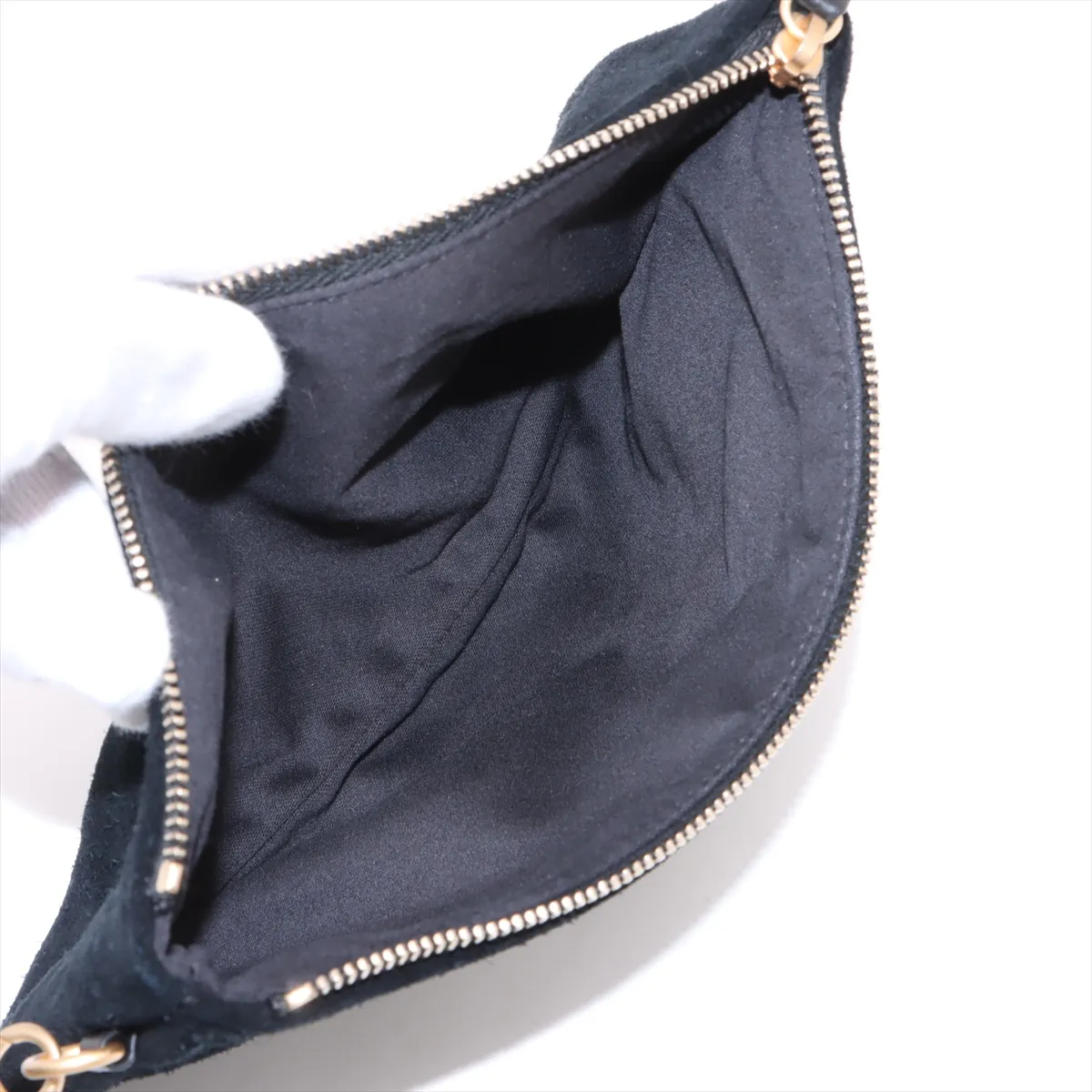 [Individually wrapped] Chanel 25 Medium Suede x Leather Chain Shoulder Bag Black Gold Hardware GT7EG0NJ Random Plate — view 7