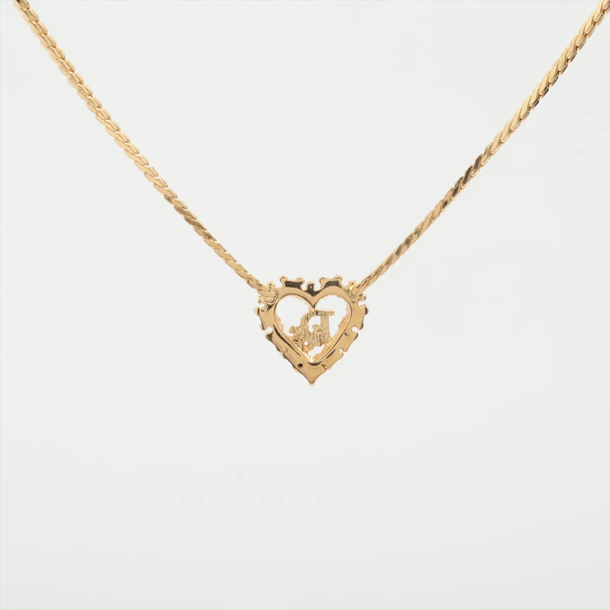 logo necklace, gold plated with rhinestones. Shows signs of wear, tarnishing, — view 2