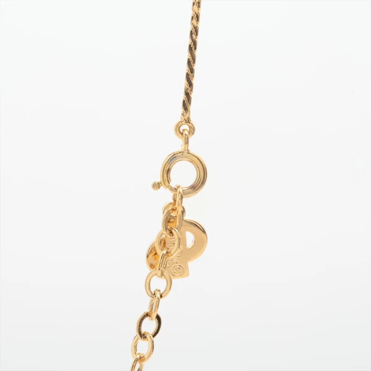 logo necklace, gold plated with rhinestones. Shows signs of wear, tarnishing, — view 3