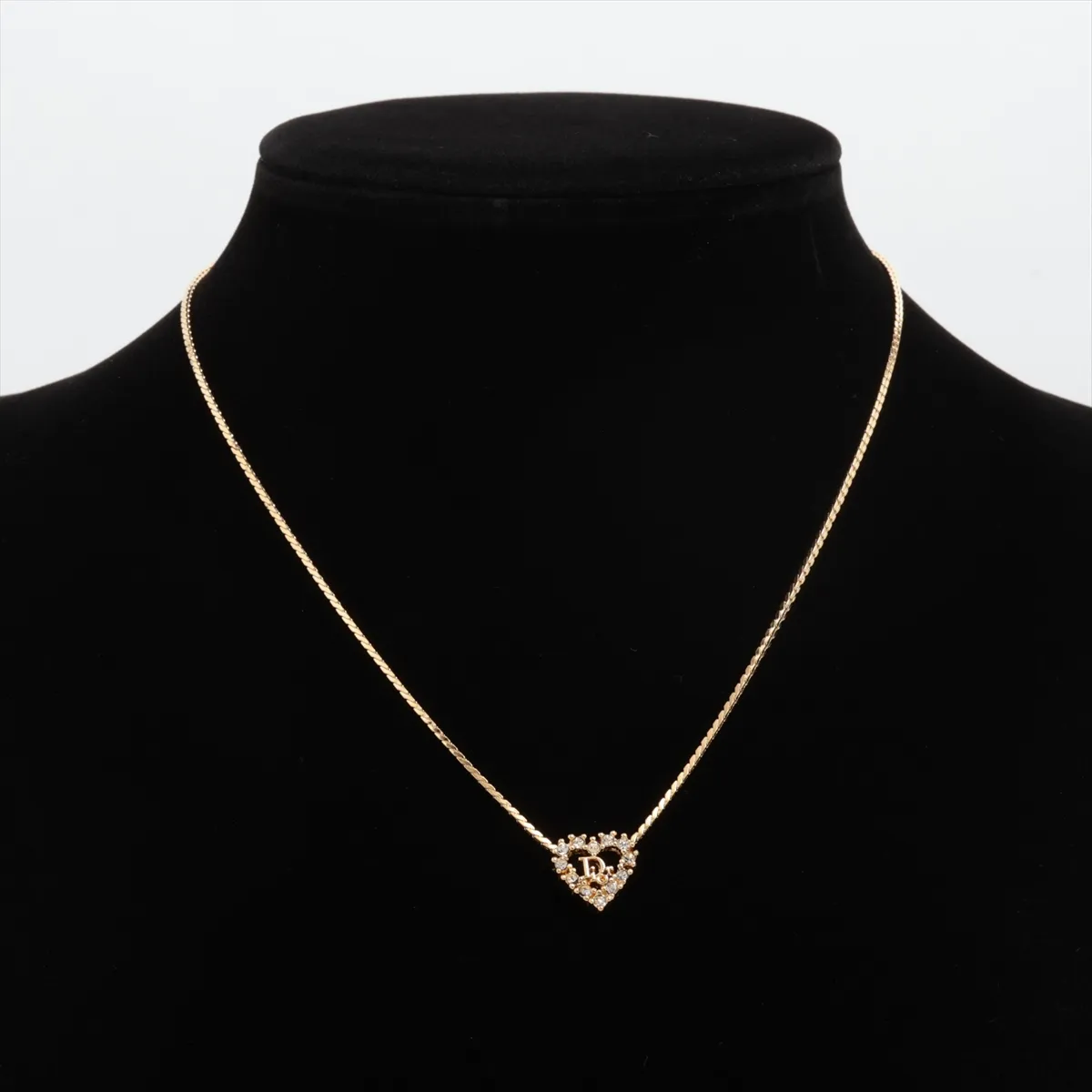 logo necklace, gold plated with rhinestones. Shows signs of wear, tarnishing, — view 5
