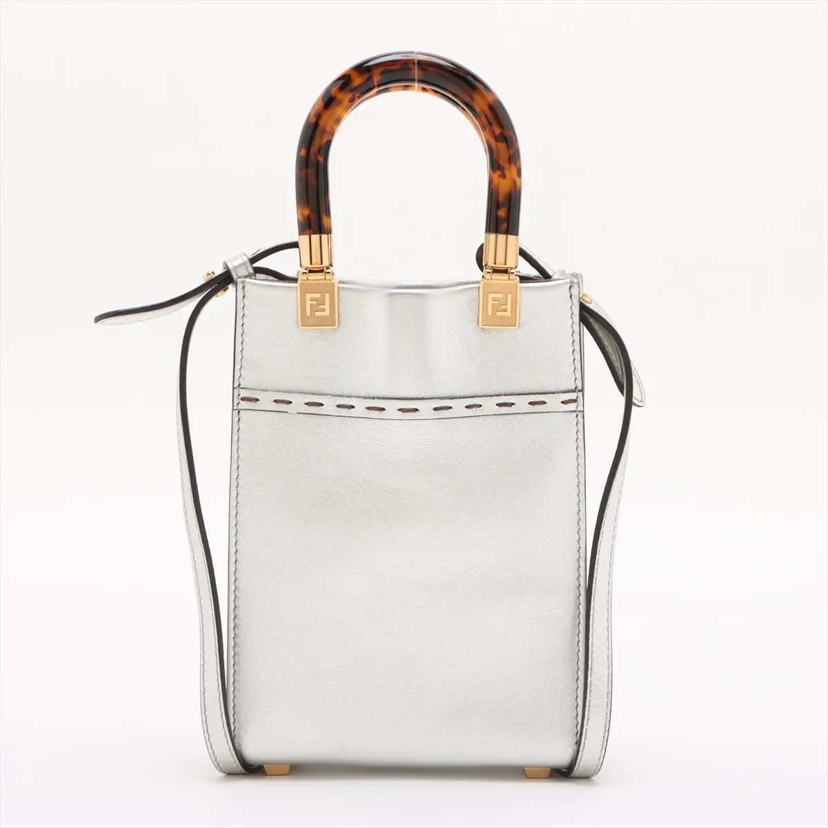 Sunshine Shopper Small Leather 2WAY Handbag Silver 8BS051 — view 2