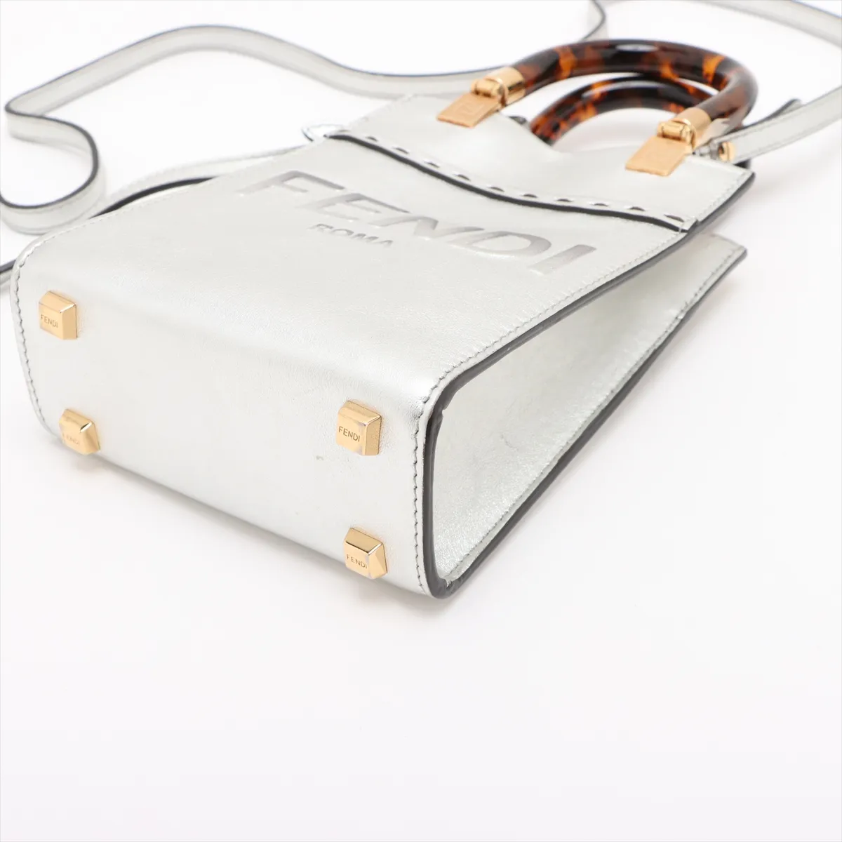 Sunshine Shopper Small Leather 2WAY Handbag Silver 8BS051 — view 3