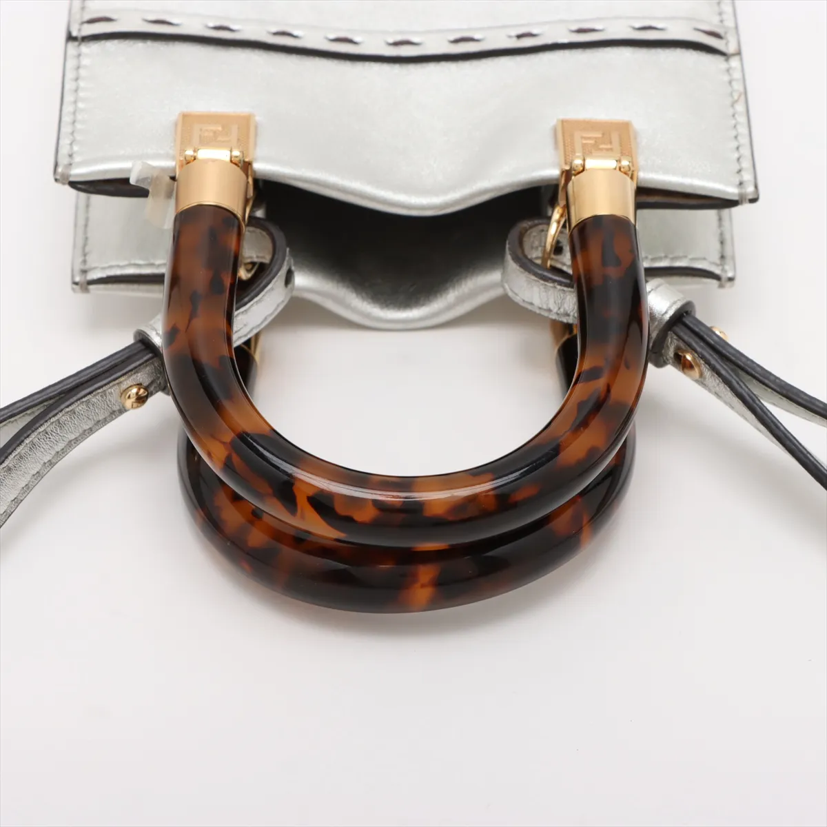 Sunshine Shopper Small Leather 2WAY Handbag Silver 8BS051 — view 5