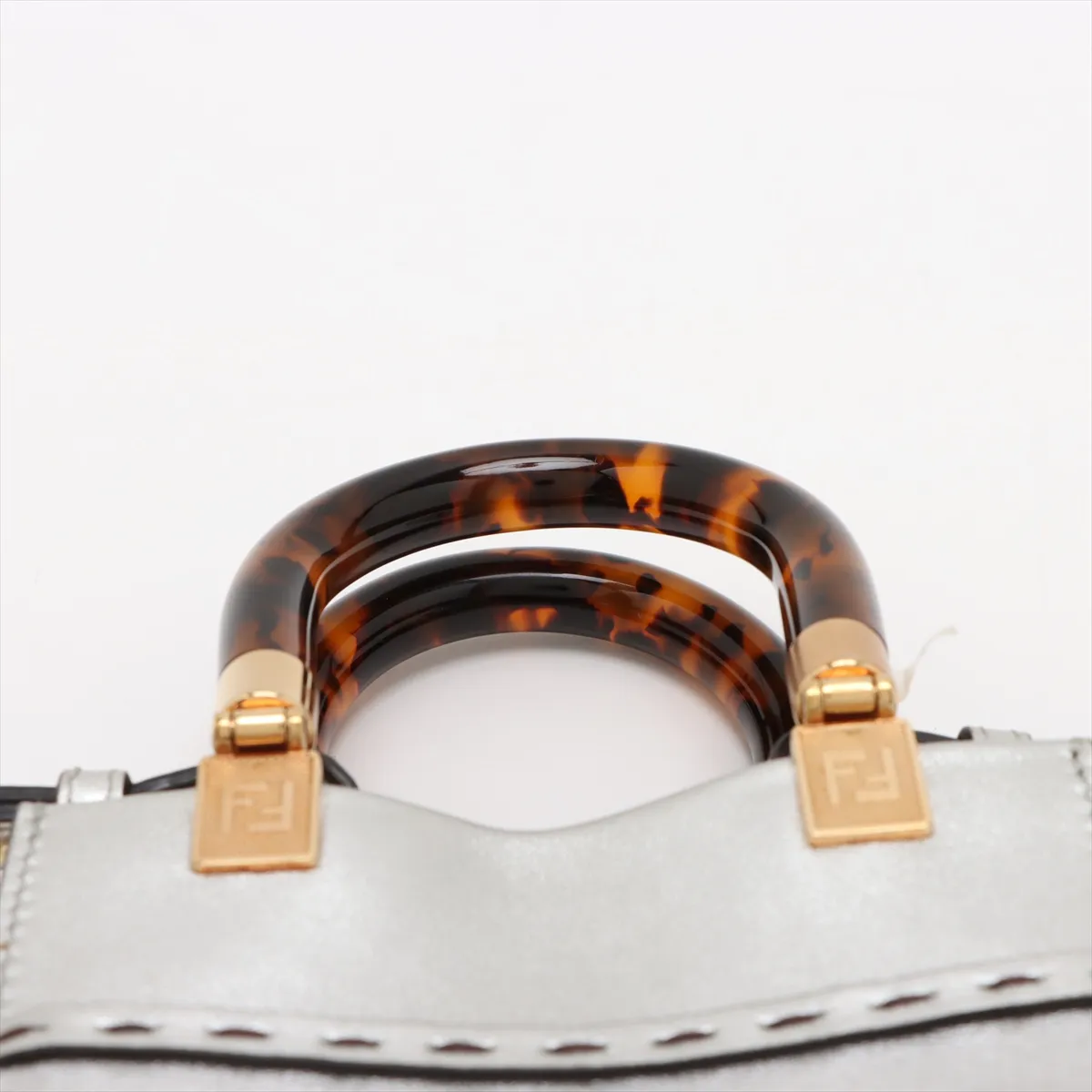 Sunshine Shopper Small Leather 2WAY Handbag Silver 8BS051 — view 6