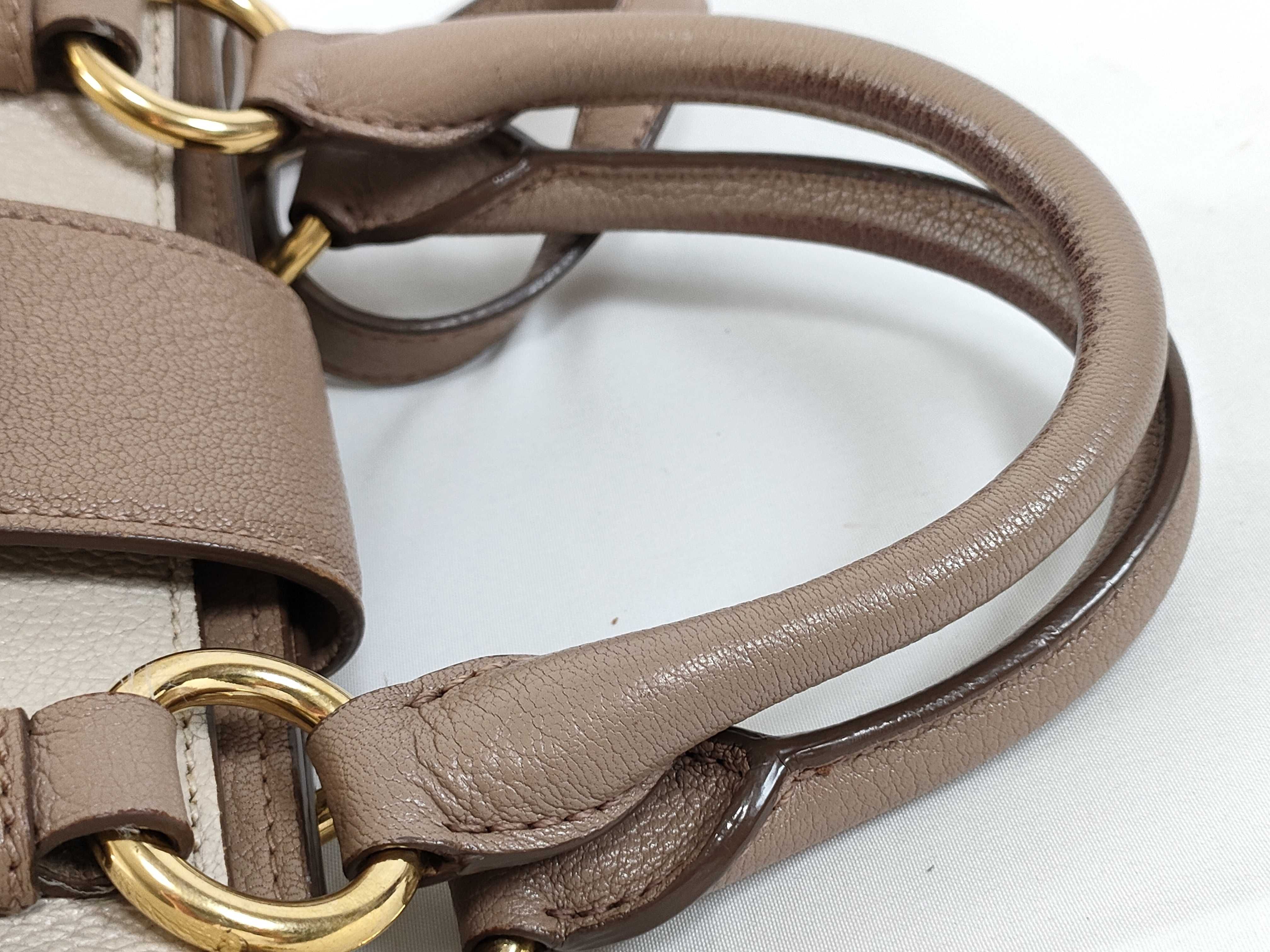 Leather 2-Way Handbag, Beige, RN799C (Handbag) — view 3