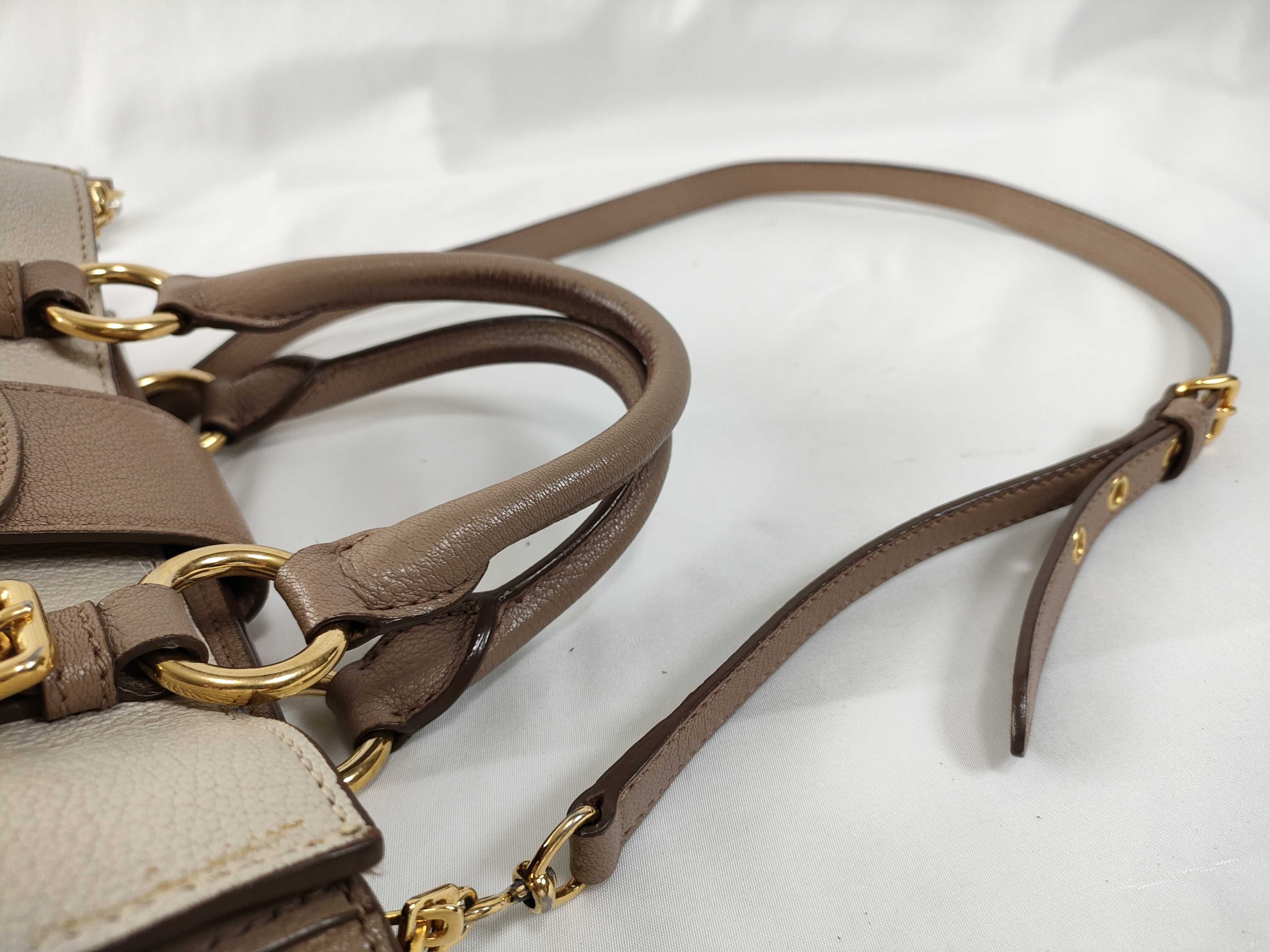Leather 2-Way Handbag, Beige, RN799C (Handbag) — view 6