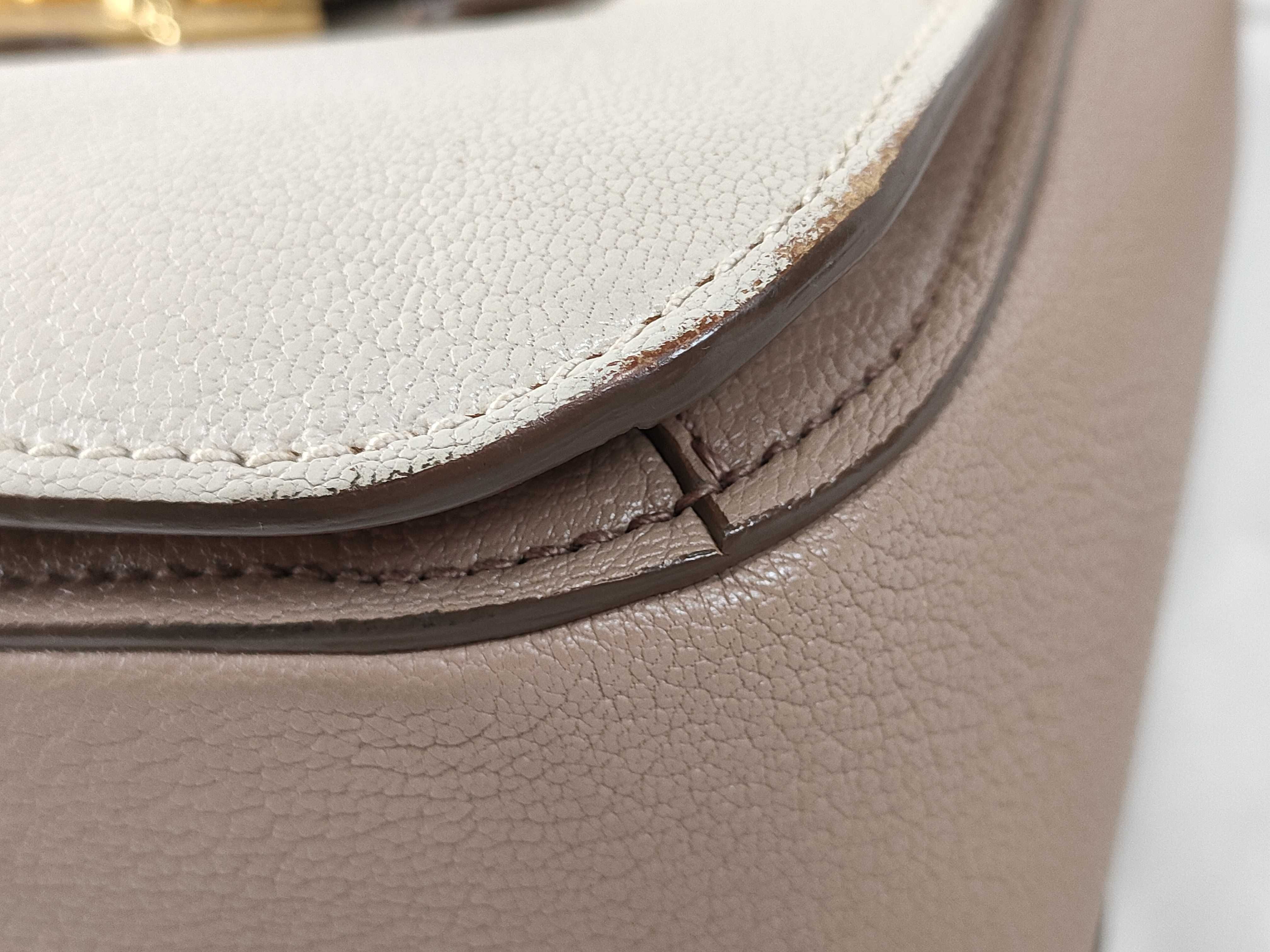 Leather 2-Way Handbag, Beige, RN799C (Handbag) — view 7