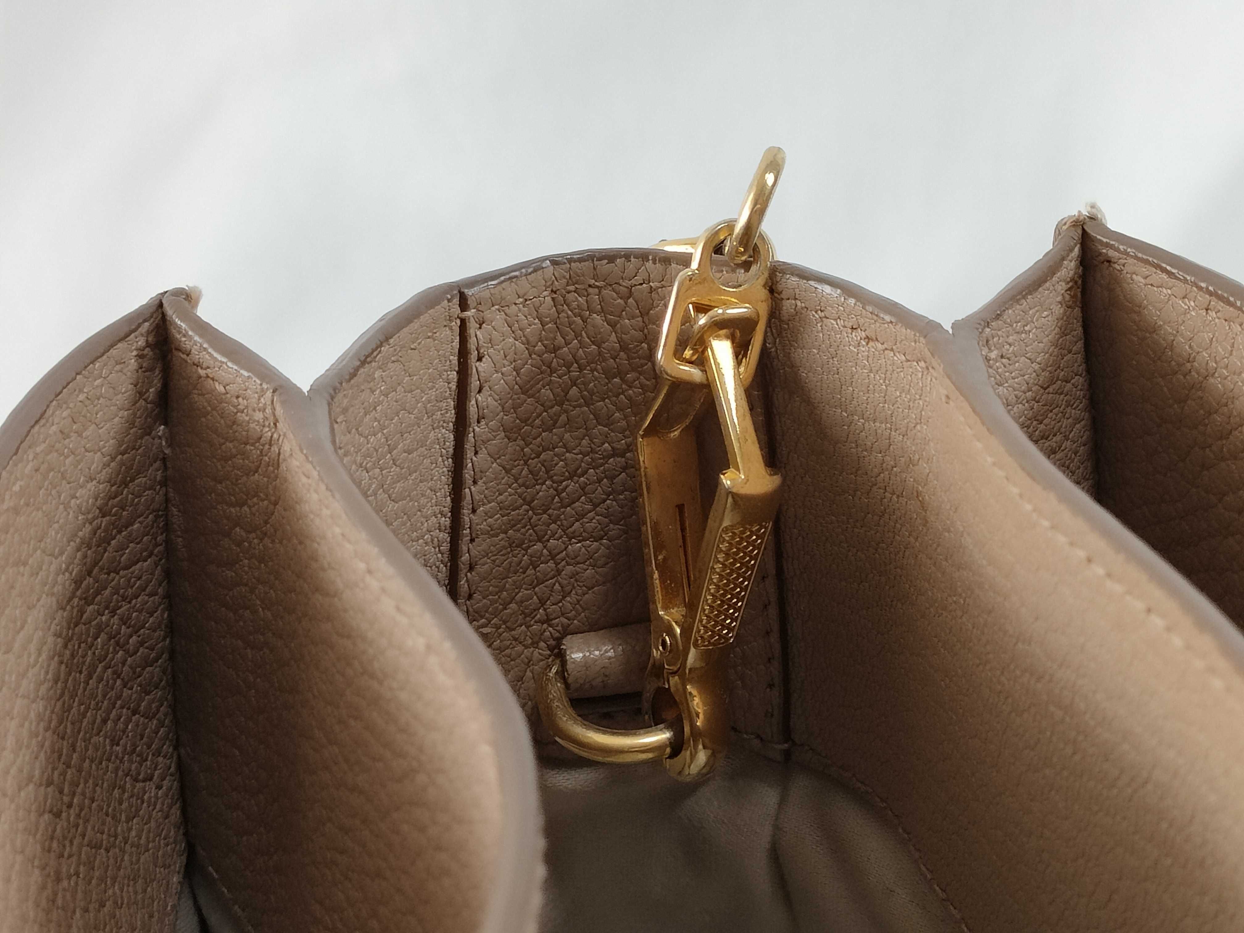 Leather 2-Way Handbag, Beige, RN799C (Handbag) — view 9