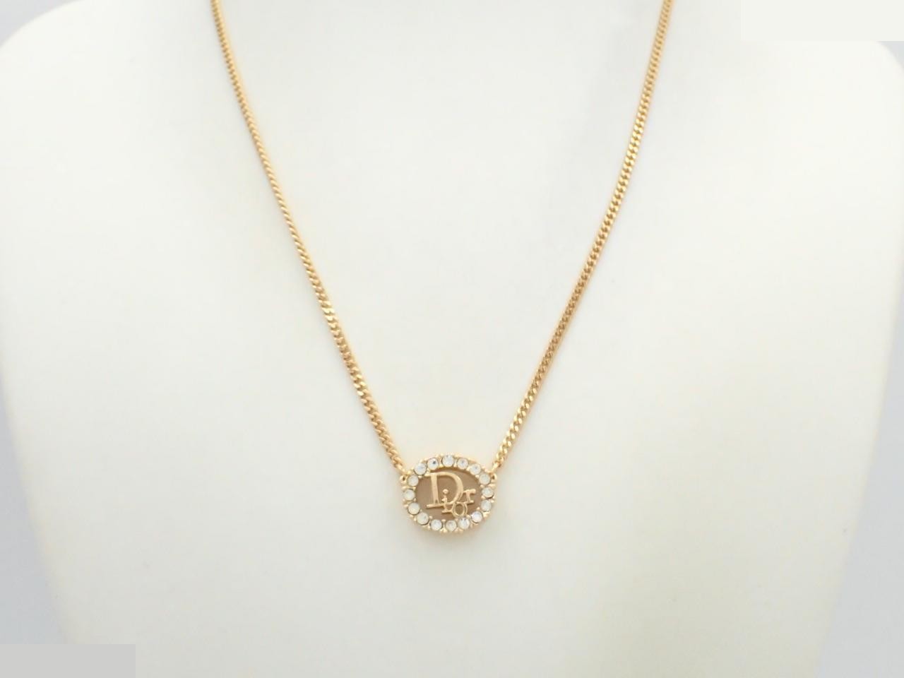 Necklace/Pendant, Oblique Gold Necklace with Crystal — view 3