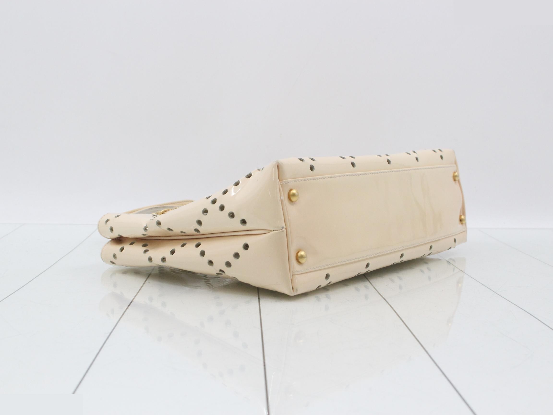 Enamel perforated chain tote bag with pouch — view 5