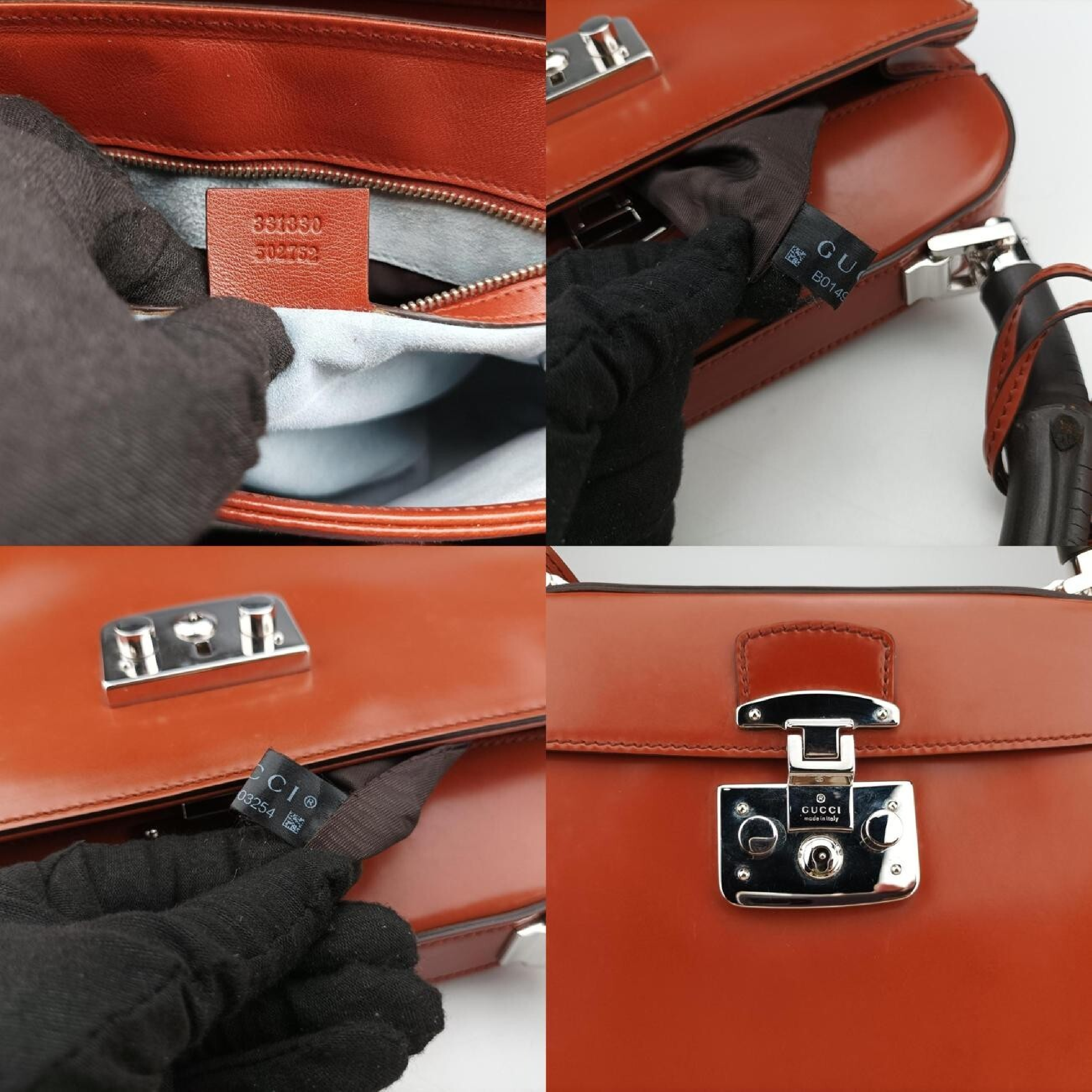 Bamboo Orange Leather Handbag 331830 B014903254 — view 8