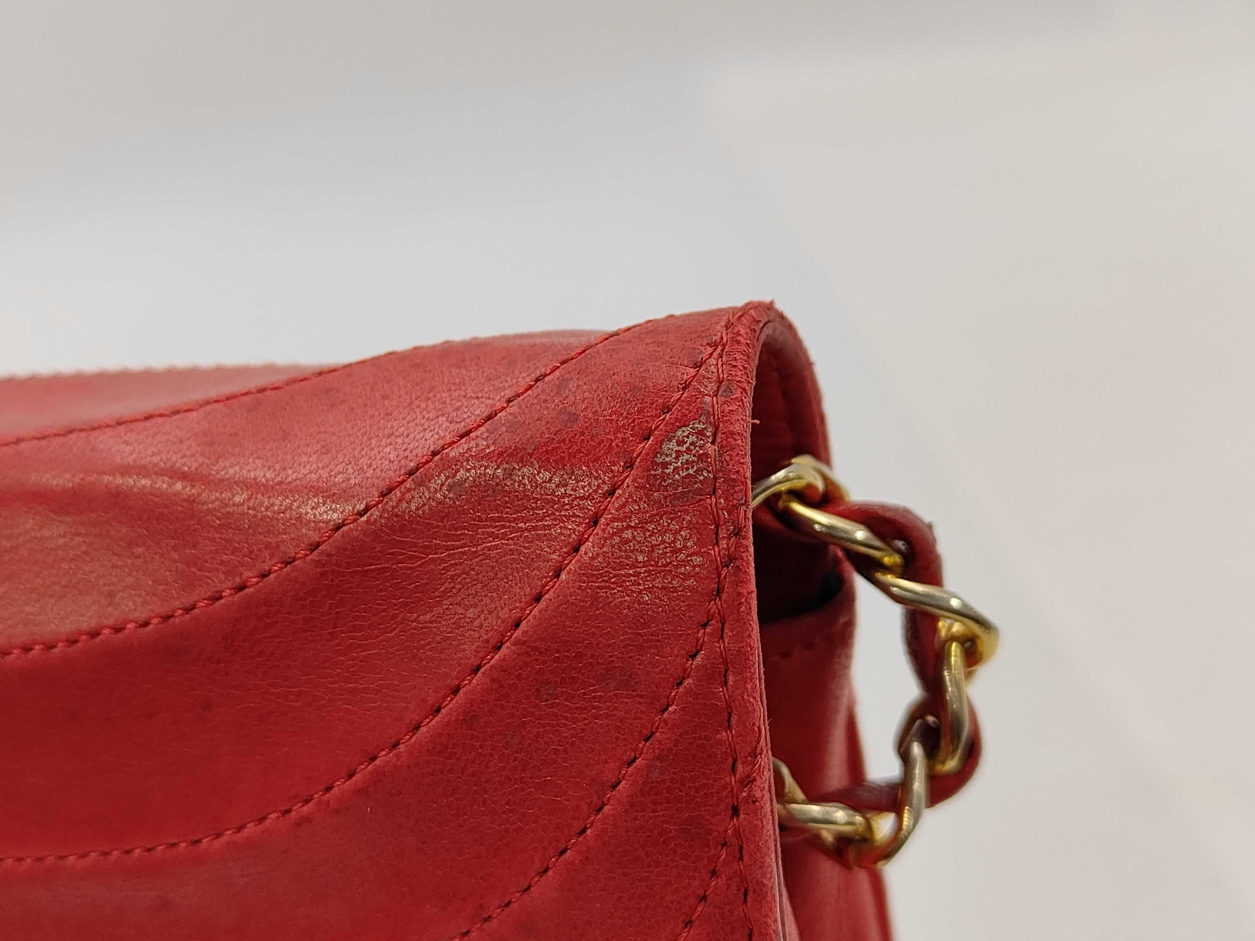 Half Moon Lambskin Shoulder Bag in Red with Gold Hardware — view 13
