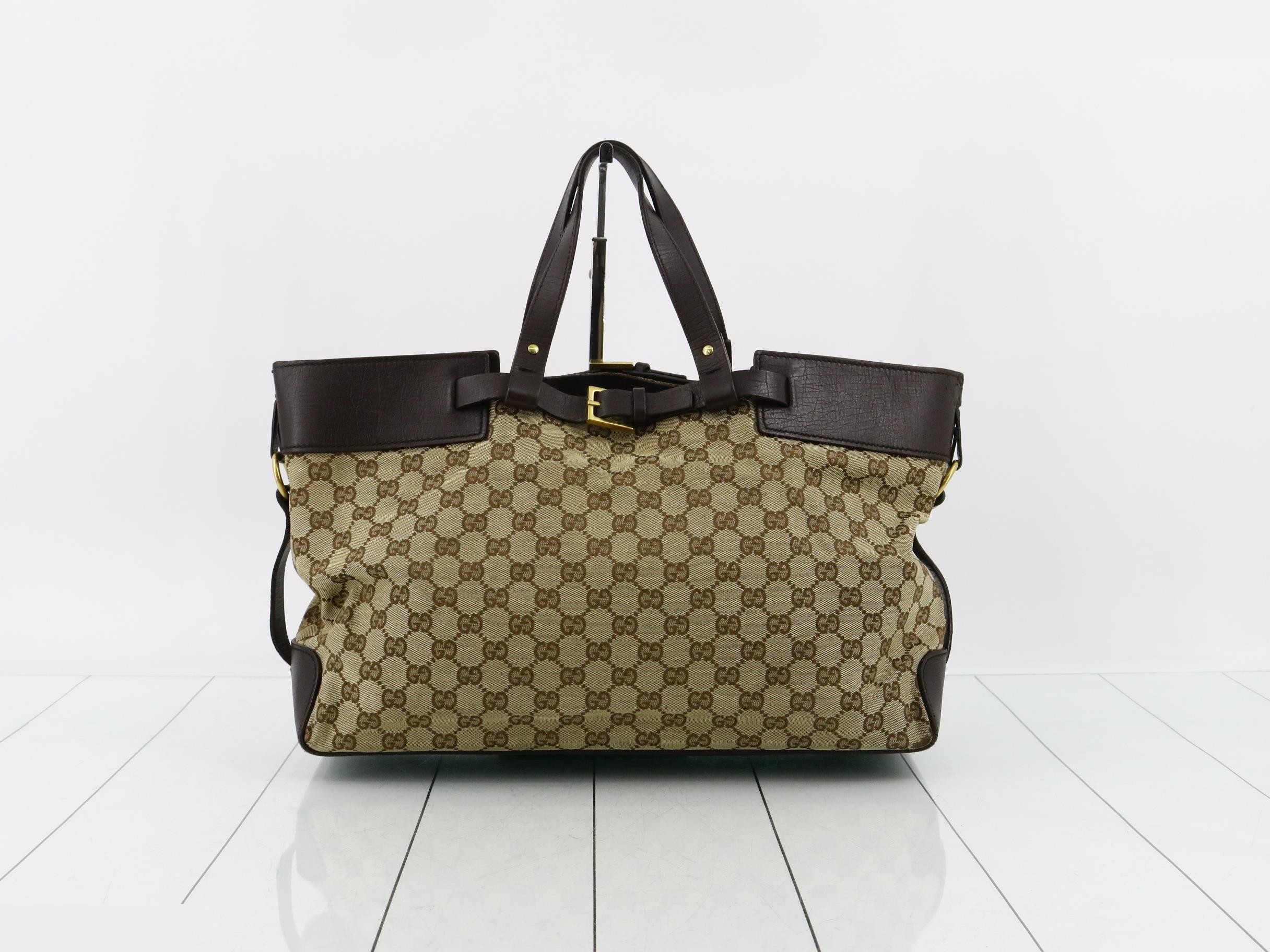 GG Canvas Leather Belted Tote Bag — view 2