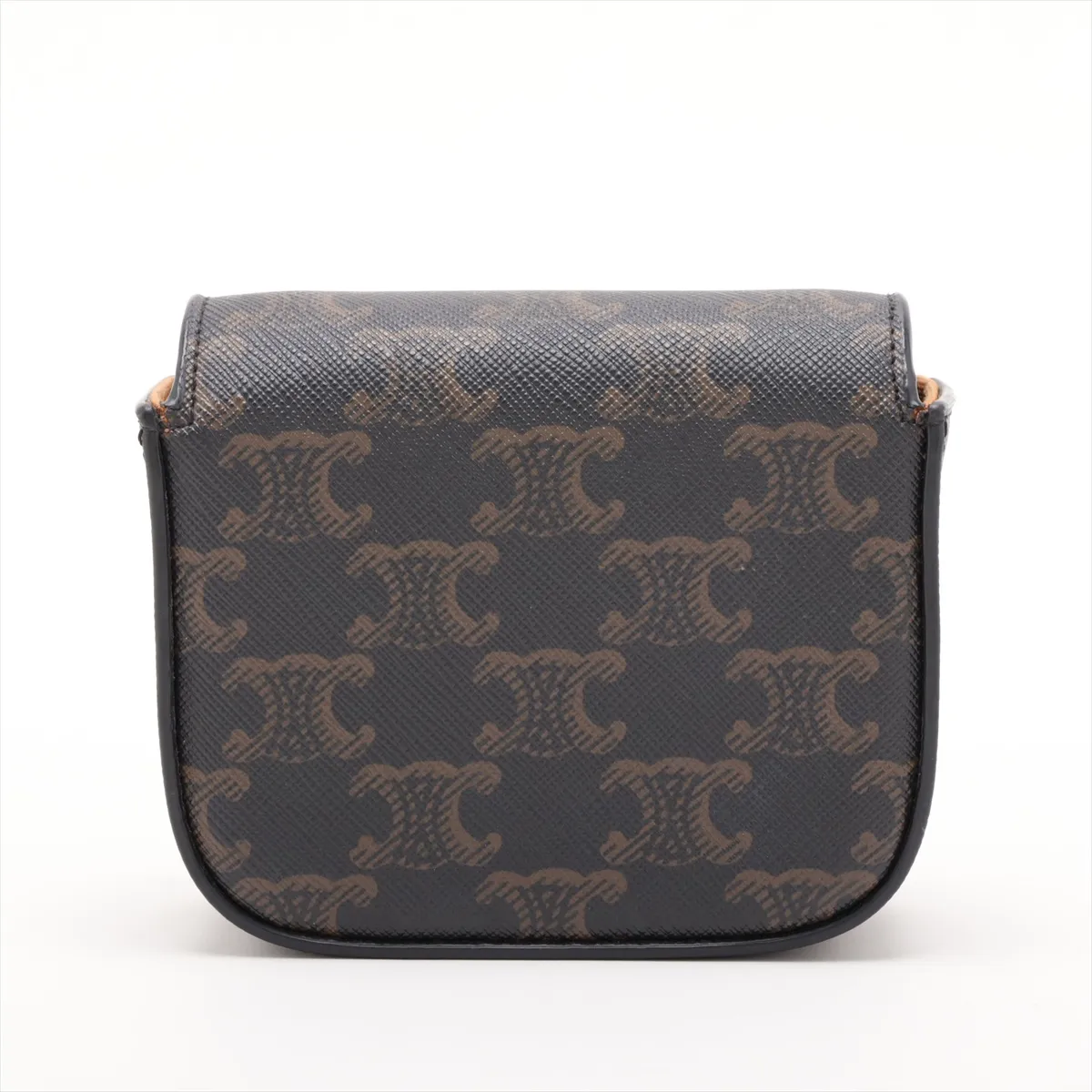 Triomphe Mini Claude PVC x Leather Shoulder Bag, Brown — view 2