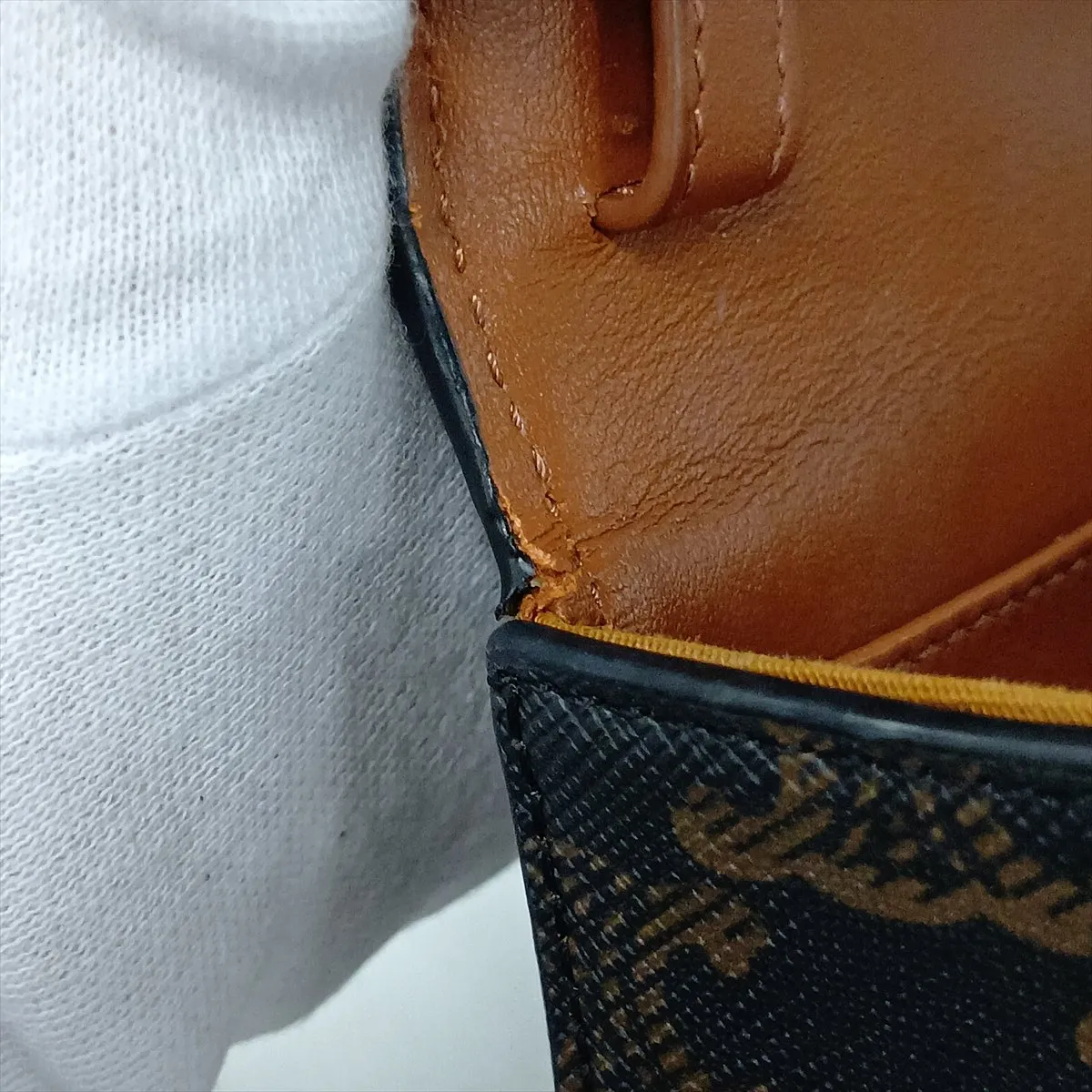 Triomphe Mini Claude PVC x Leather Shoulder Bag, Brown — view 12