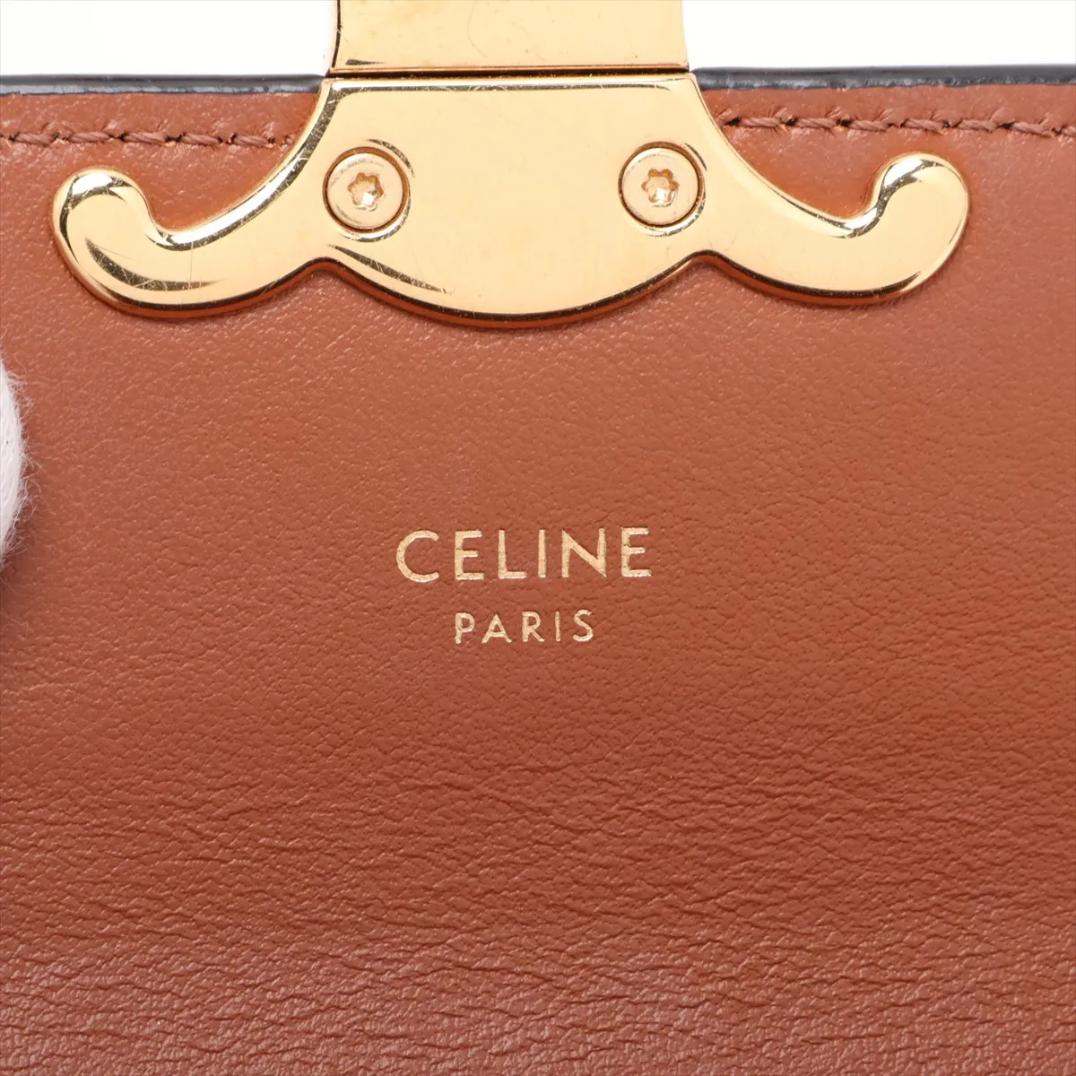 Triomphe Mini Claude PVC x Leather Shoulder Bag, Brown — view 8
