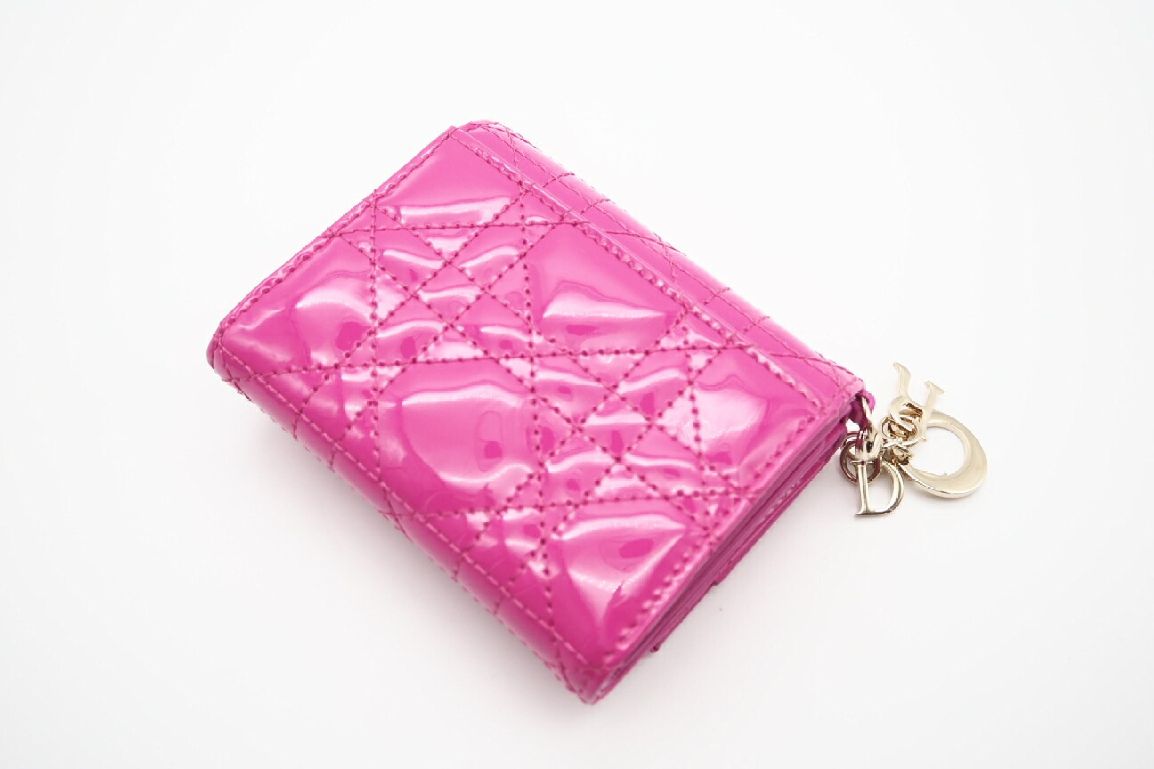 S0181OVRB_M16F Patent Calfskin Cannage Wallet Pink — view 7