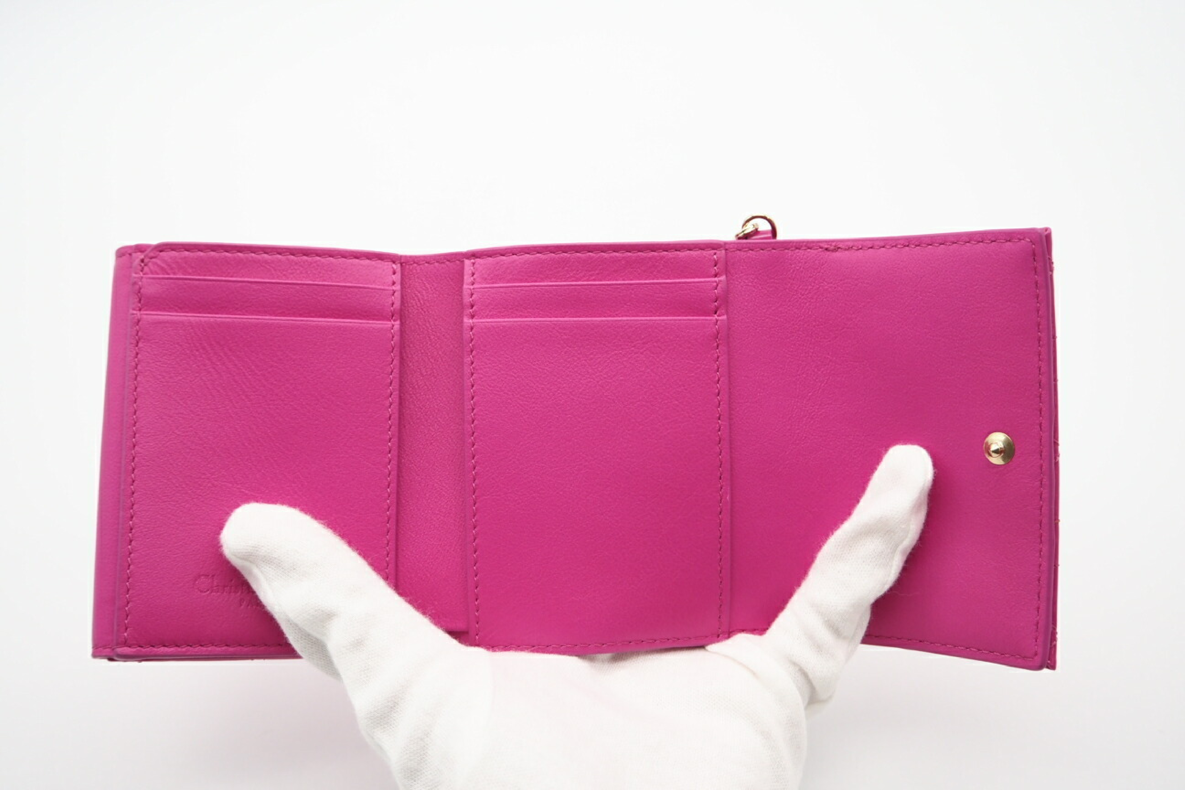 S0181OVRB_M16F Patent Calfskin Cannage Wallet Pink — view 8