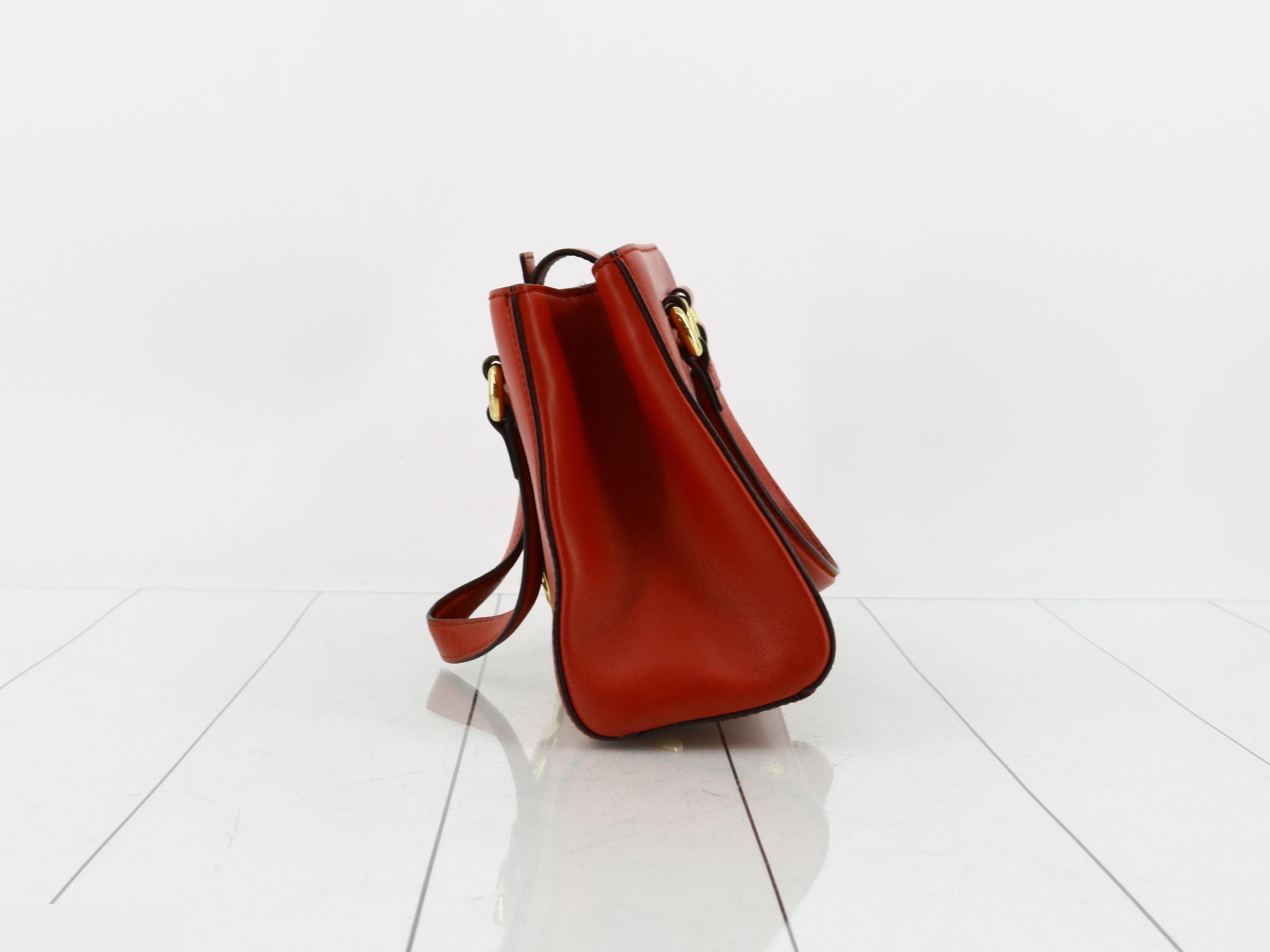 Sylvie Leather Sherry Line Handbag, Red — view 3