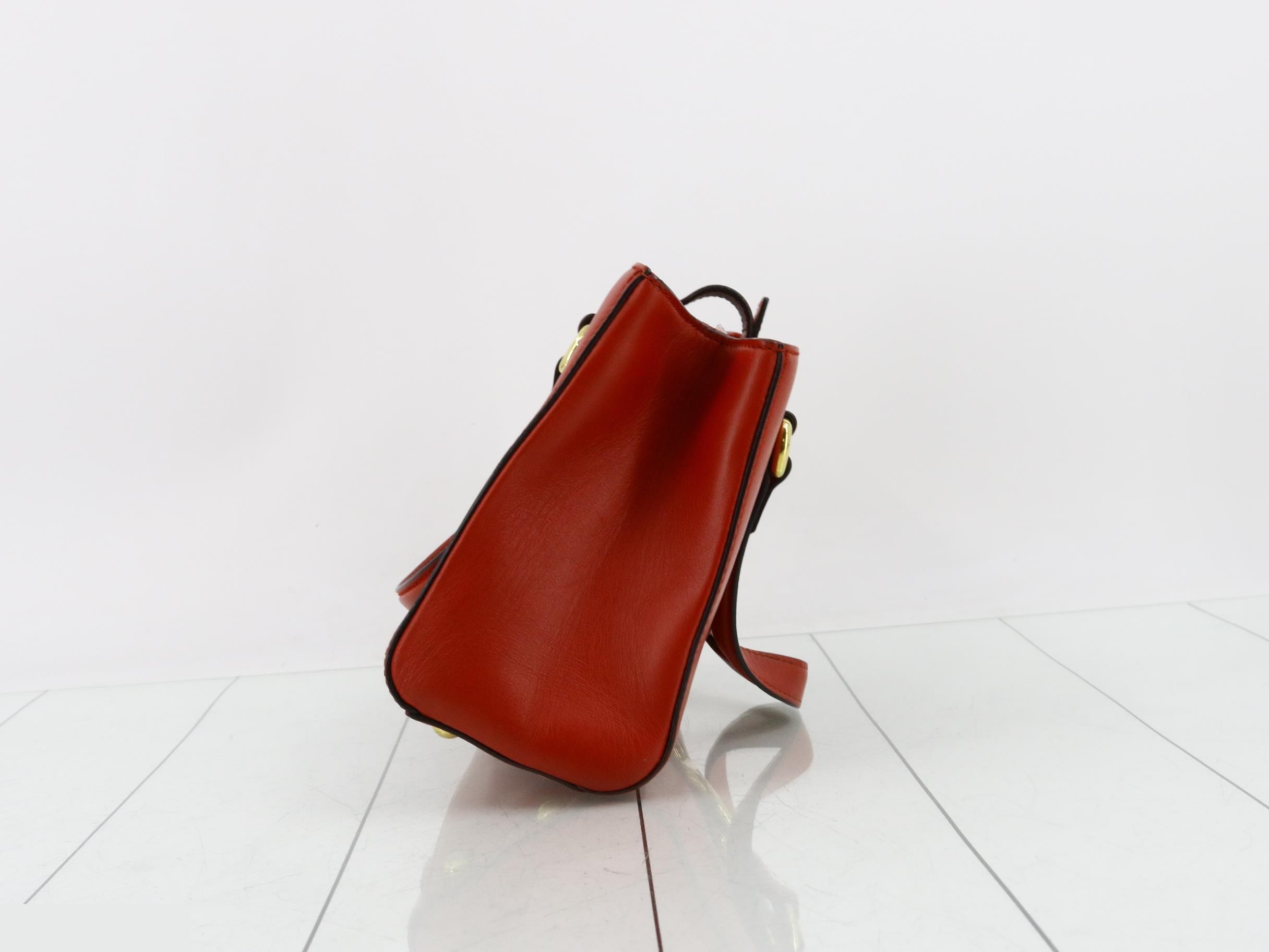 Sylvie Leather Sherry Line Handbag, Red — view 4