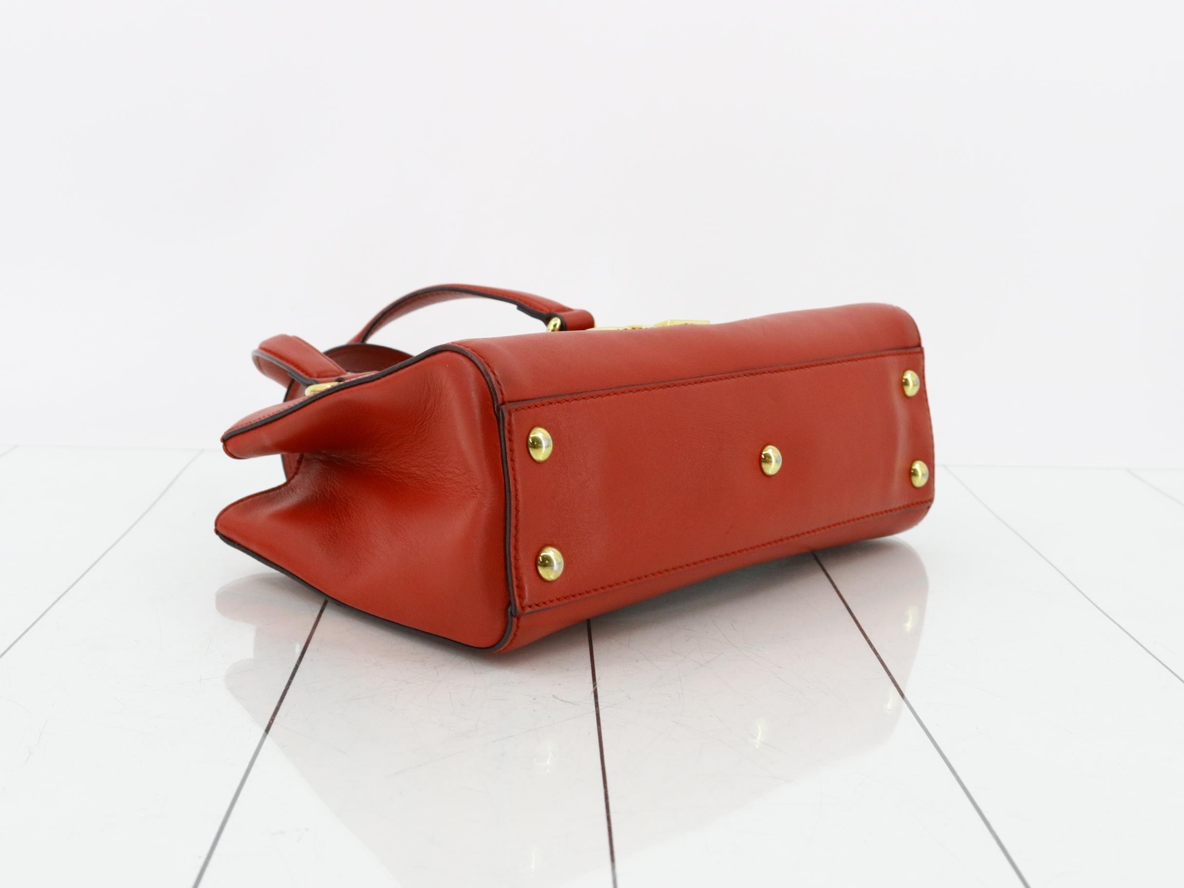 Sylvie Leather Sherry Line Handbag, Red — view 5
