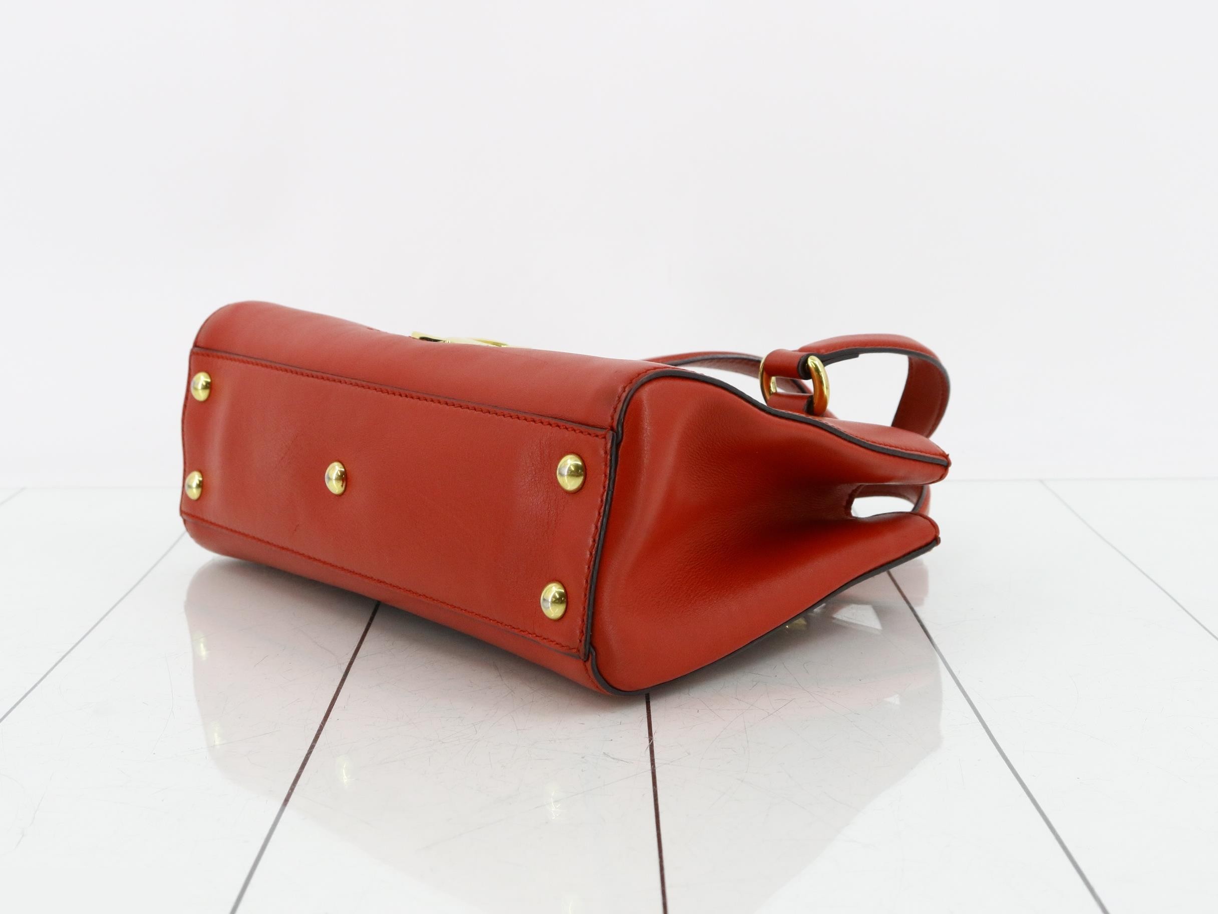 Sylvie Leather Sherry Line Handbag, Red — view 6