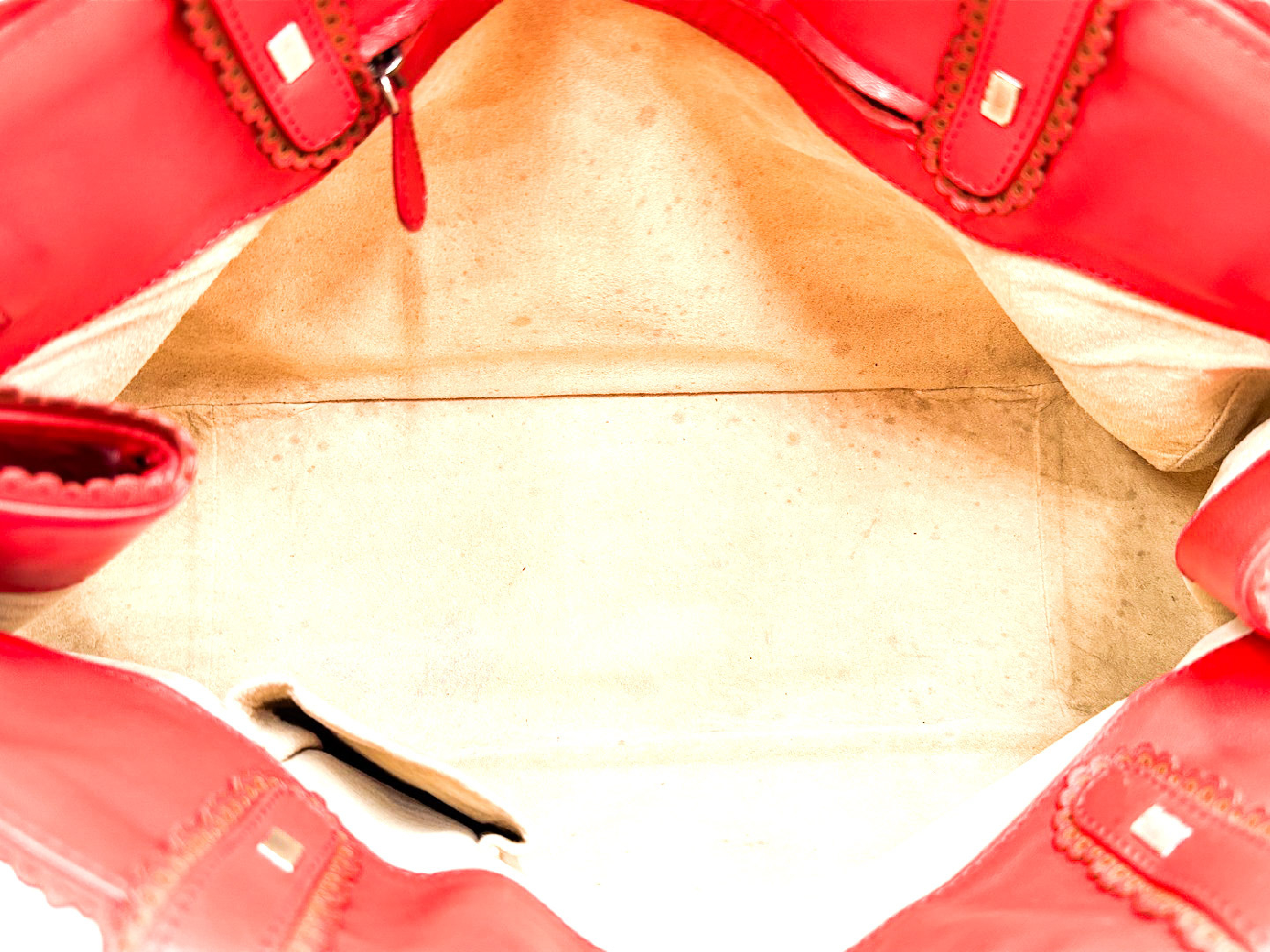 Intrecciato Red Leather Tote Bag — view 9