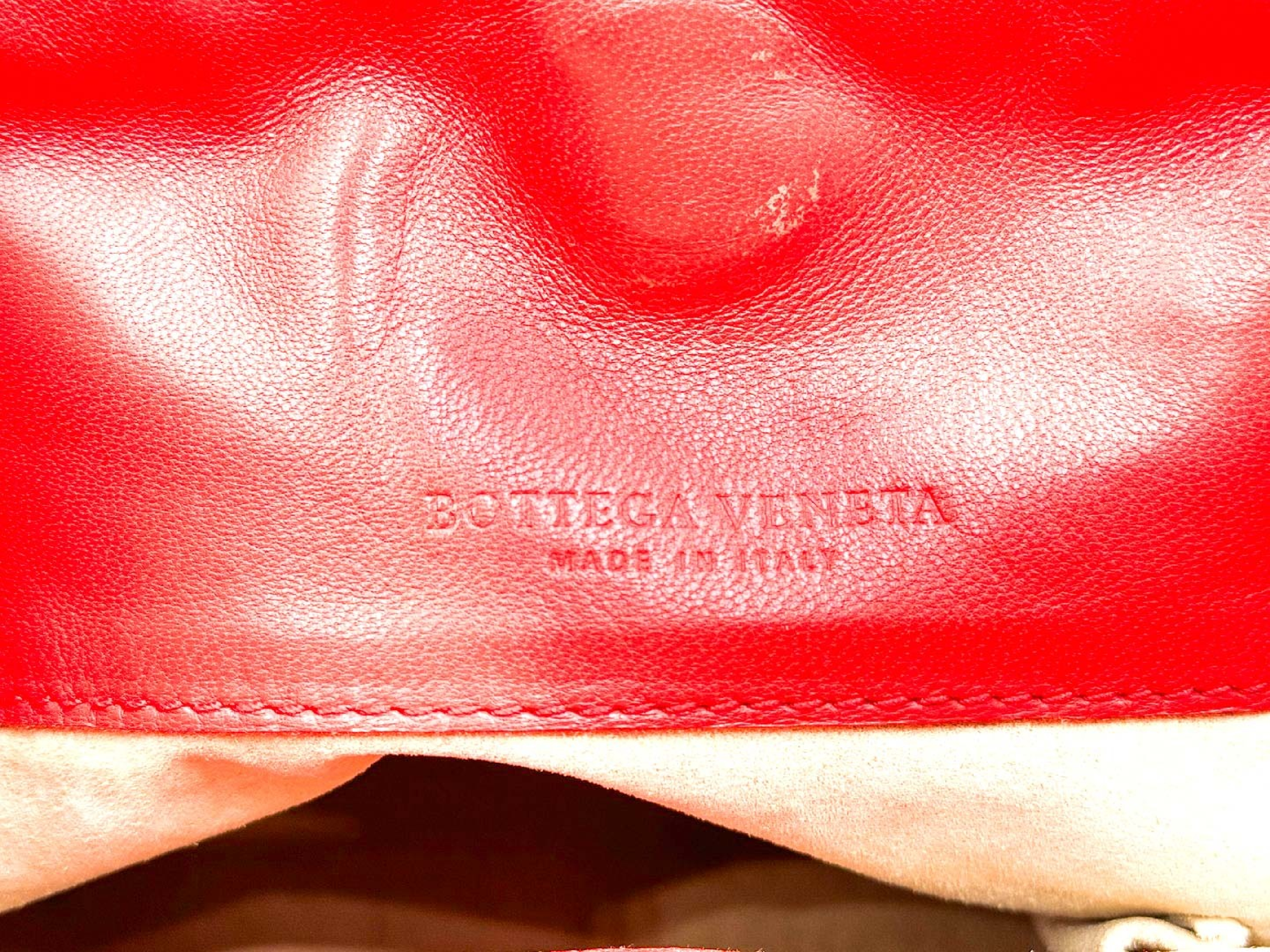 Intrecciato Red Leather Tote Bag — view 10