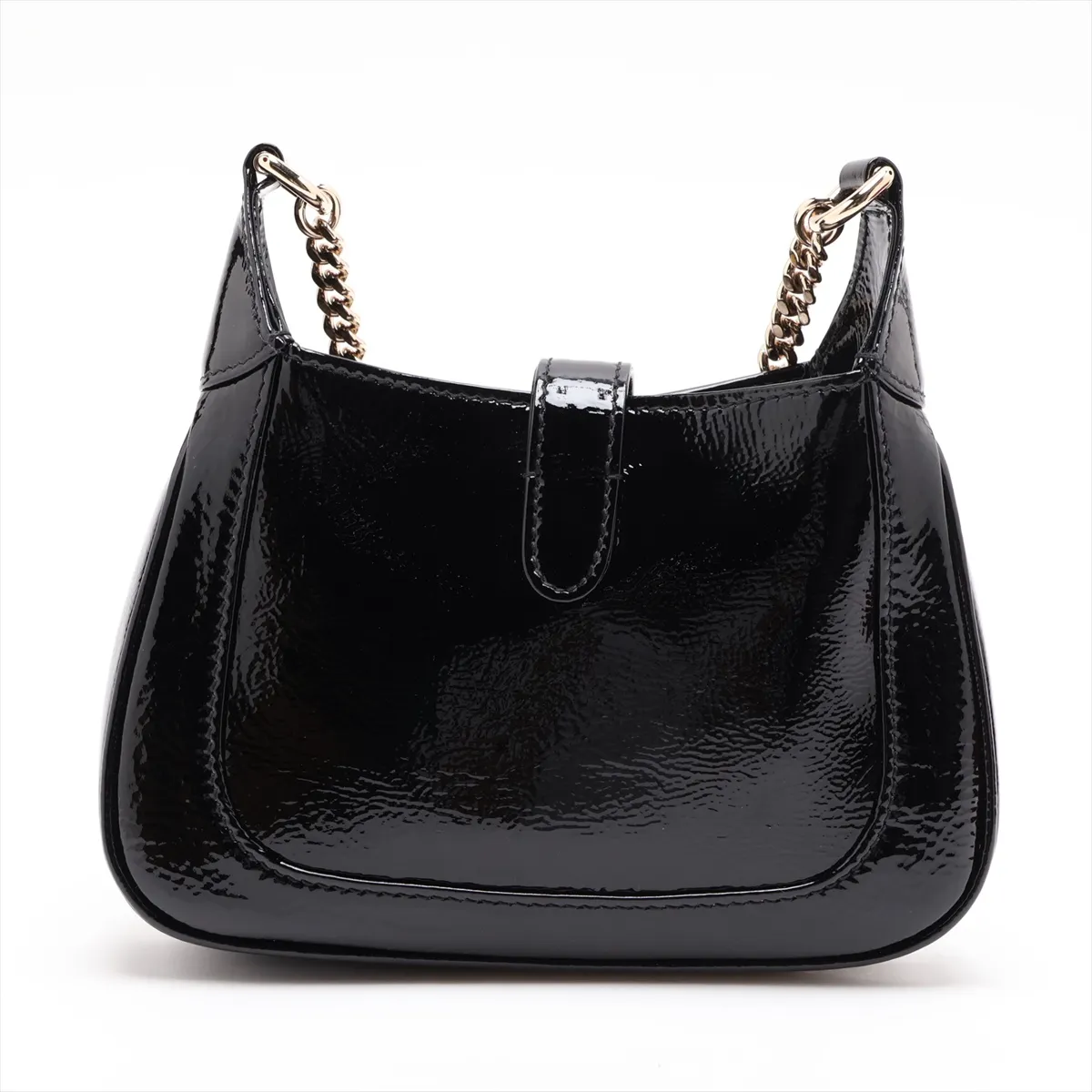 Jackie Notte Patent Leather Chain Shoulder Bag, Black, 782889 — view 2