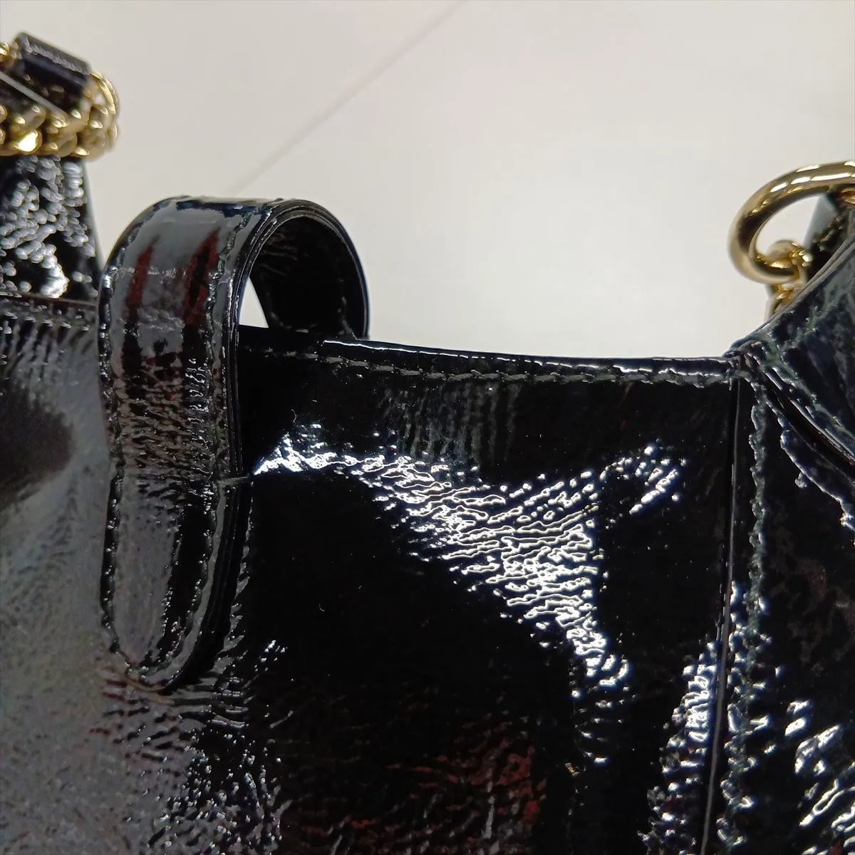 Jackie Notte Patent Leather Chain Shoulder Bag, Black, 782889 — view 11