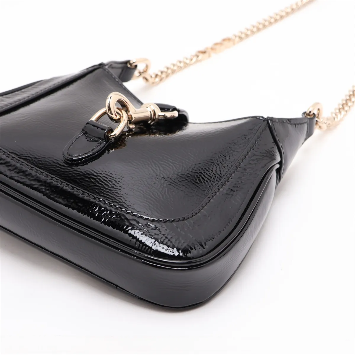 Jackie Notte Patent Leather Chain Shoulder Bag, Black, 782889 — view 3
