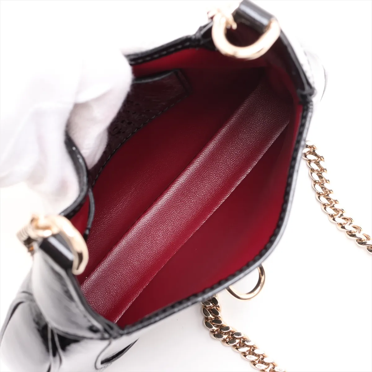 Jackie Notte Patent Leather Chain Shoulder Bag, Black, 782889 — view 6