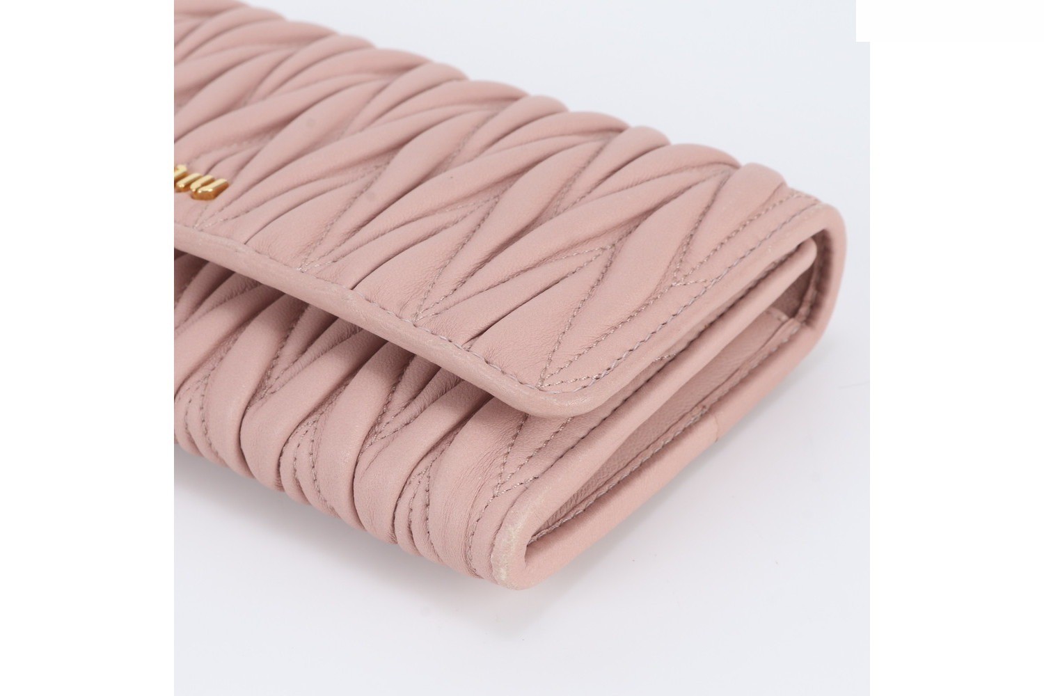 Matelassé leather long wallet — view 3